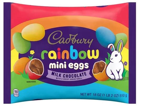 Cadbury Easter Rainbow Mini Eggs - 36 oz Milk Chocolate Candy (18 oz Pack of 2) - Colorful Easter Chocolate Eggs with Rainbow Coating - Perfect for Easter Baskets, Stocking Stuffers & Holiday Gift Giving - Individually Sealed Bags for Freshness