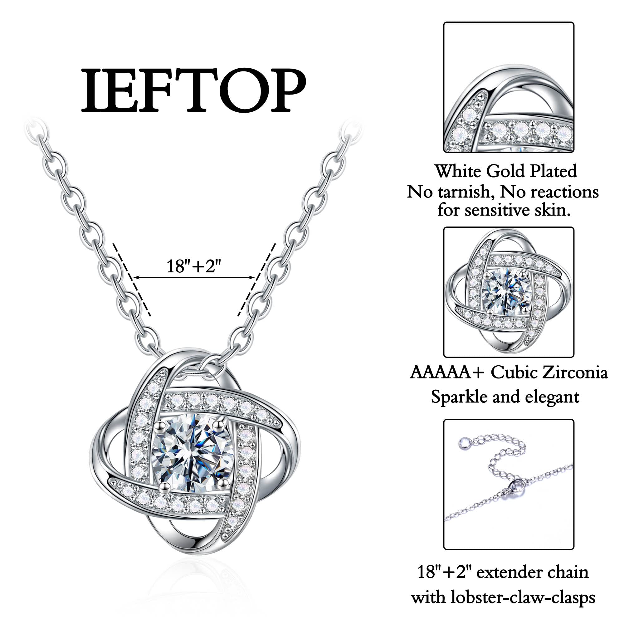 Elegant Silver Cubic Zirconia Love Knot Necklace - Perfect Mother's Day Gift, Birthday Present for Mom, Daughter to Mother Jewelry | Ideal for Weddings, Anniversaries & Special Occasions