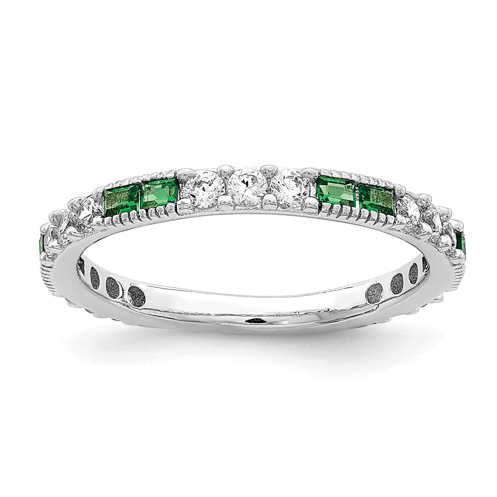 925 Silver Green Spinel Ring for Women - Elegant Cubic Zirconia Band Jewelry Gift for Her - Perfect for Parties & Dating