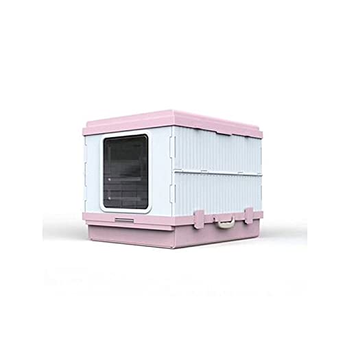 Foldable Splash-Proof Fully Enclosed Extra Large Cat Litter Box with Deodorizer - Easy to Clean Pink Cat Toilet for Indoor Cats | Perfect for Small Spaces & Odor Control