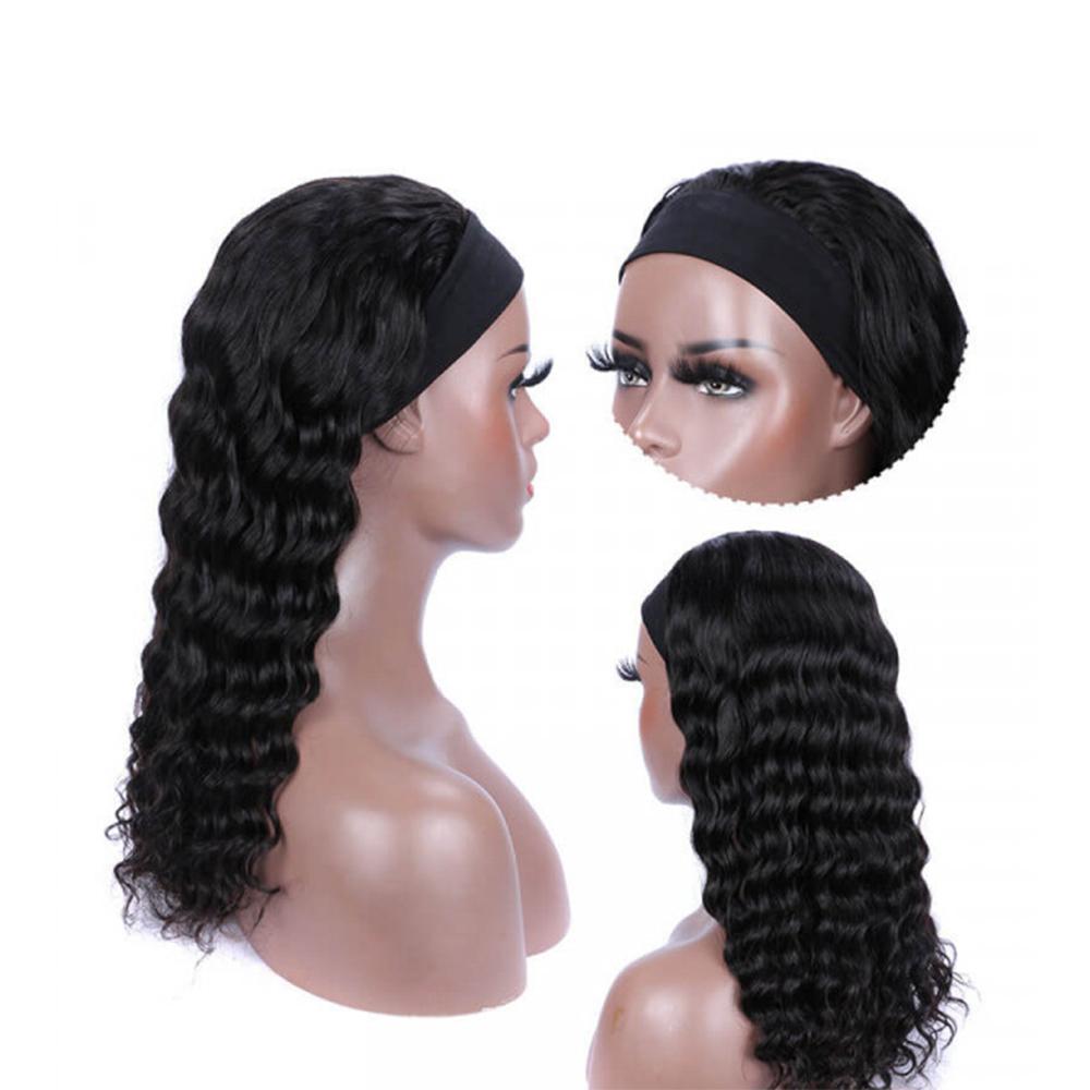 Loose Deep Wave Glueless Headband Wig - Natural Black 180% Density Human Hair Wig for Women | Perfect for Daily Wear, Parties & Protective Styling
