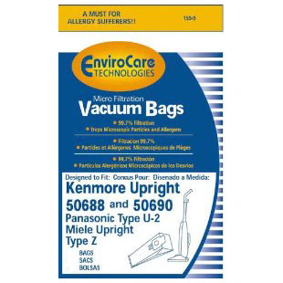 Kenmore 50688 & Panasonic U 2 Vacuum Bags (3-Pack) - Compatible Replacement Bags for Kenmore & Panasonic Vacuums | Perfect for Home Cleaning & Pet Hair Removal