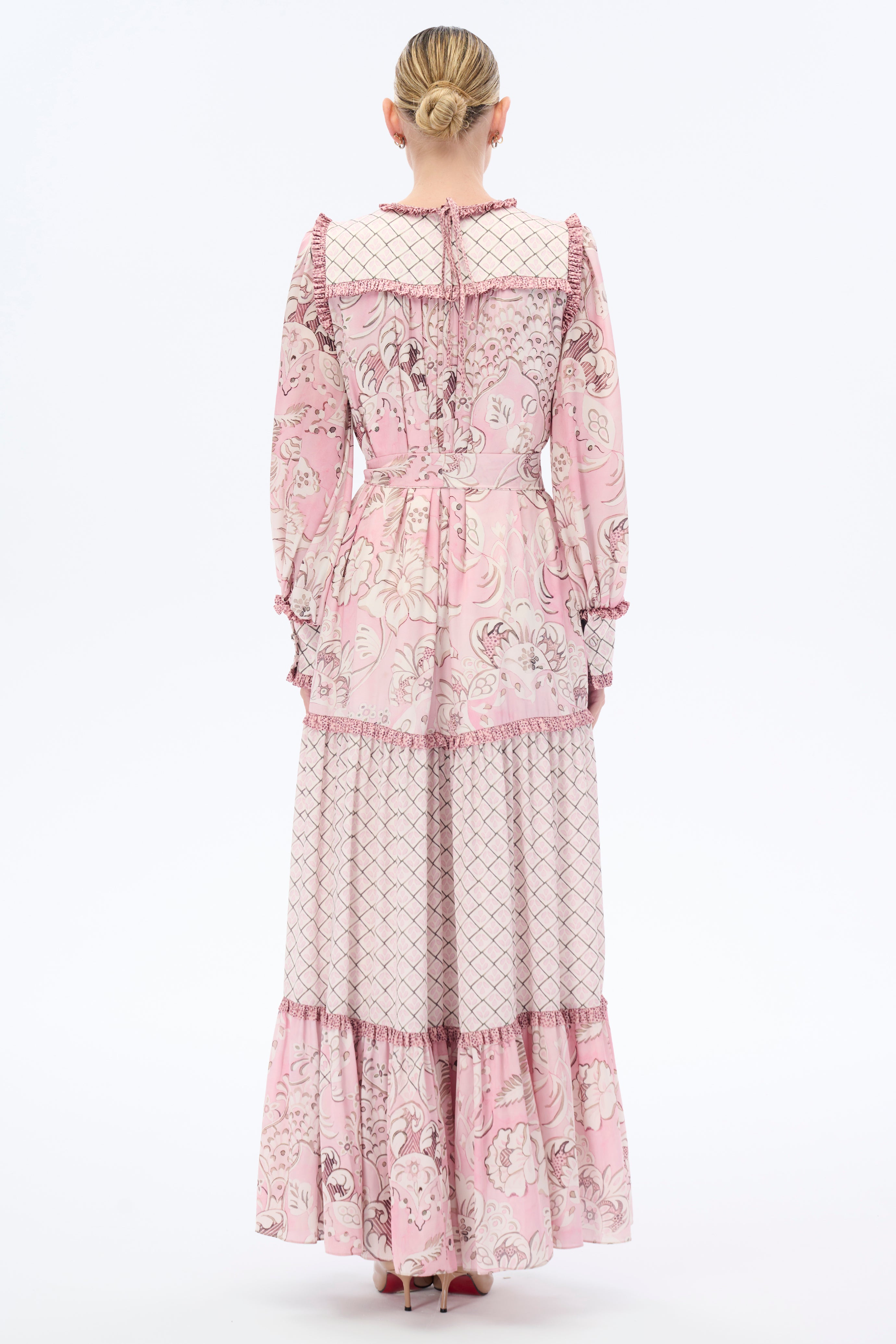 Elegant Crush Frill Maxi Dress in Rose Pink | Flowy Summer Wedding Guest Dress & Beach Vacation Outfit