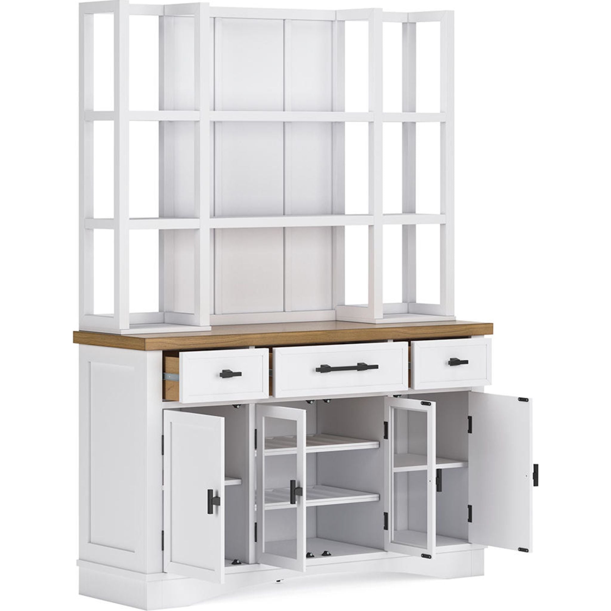 Ashbryn Server & Hutch - White/Natural (D844D3) - Perfect for Dining Room Storage & Display