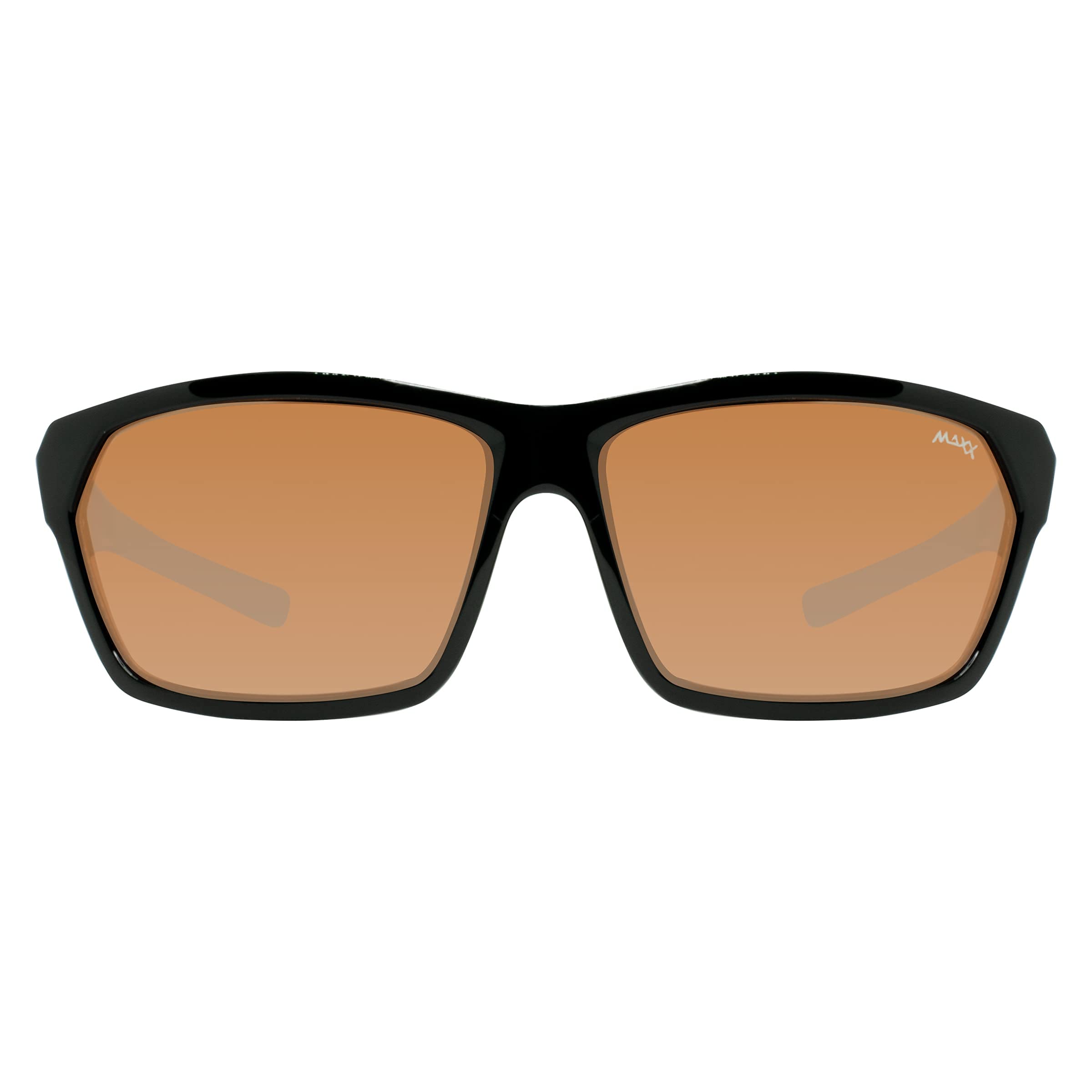 Maxx Cobra 2.0 HD Polarized Sports Sunglasses for Men & Women - UV Protection Cycling Running Golf Glasses - Black Frame Wrap-Around Design for Outdoor Activities
