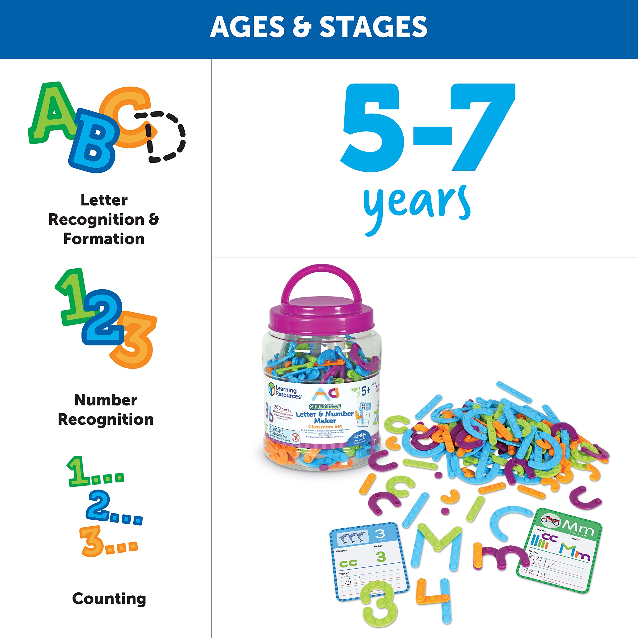 Skill Builders! Letter & Number Maker Classroom Set - Educational Alphabet & Math Learning Toys for Kids - Perfect for Preschool, Kindergarten & Homeschool Activities