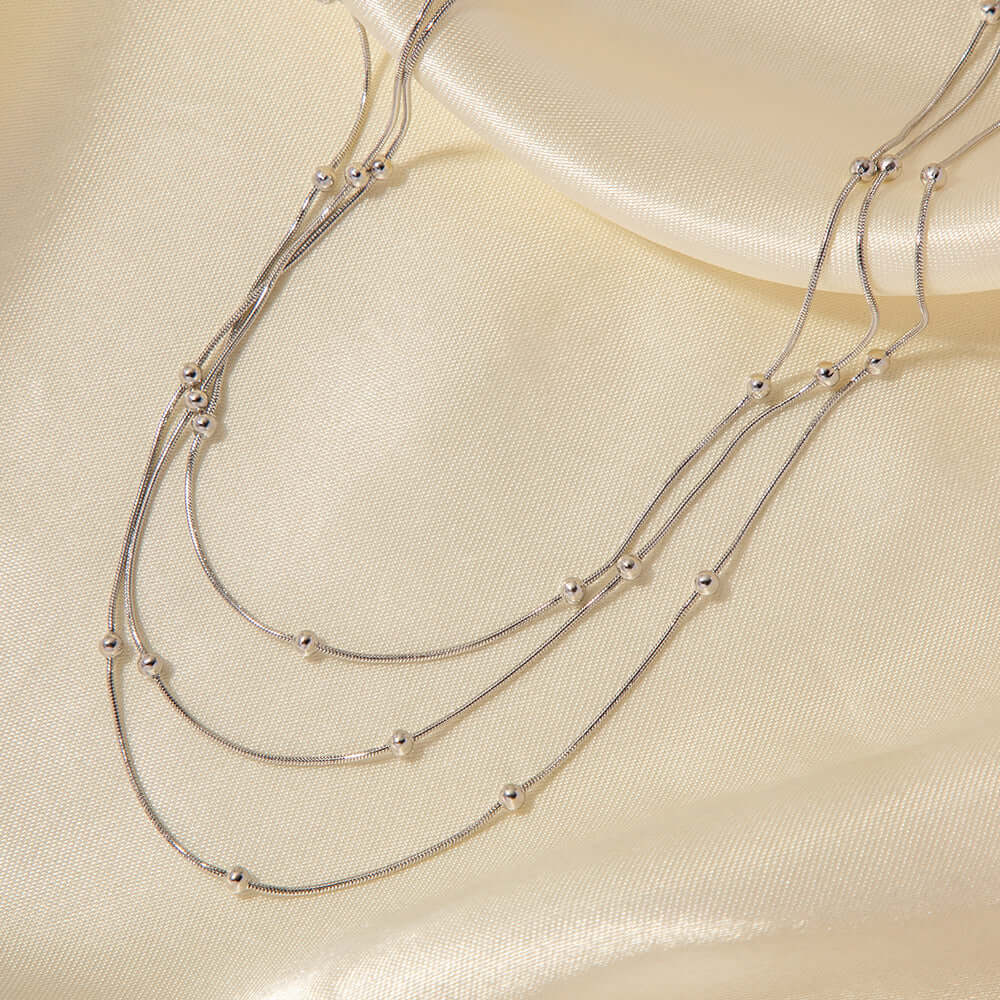 14K Gold Herringbone Beads Chain Necklace for Women - Dainty Layering Jewelry Gift for Her - Perfect for Everyday Wear, Date Night & Special Occasions | JDN6014