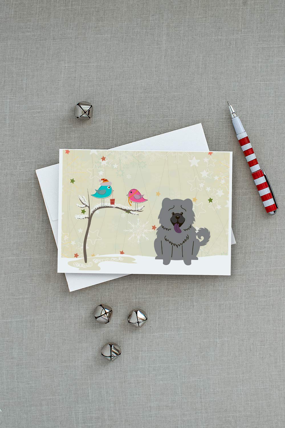 Blank Christmas Greeting Cards with Envelopes - Pack of 8 A7 Size 5x7 Whimsical Chow Chow Design Note Cards for Holiday Gifts, Friends Presents & Festive Correspondence