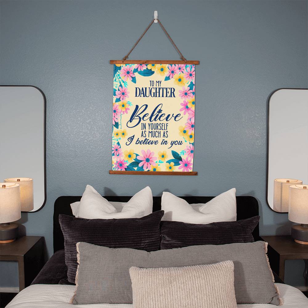 To My Daughter Gifts from Mom - Inspirational Wall Tapestry with 'Believe in Yourself' Quote - Perfect for Bedroom Decor, Dorm Room, or Special Occasion Present