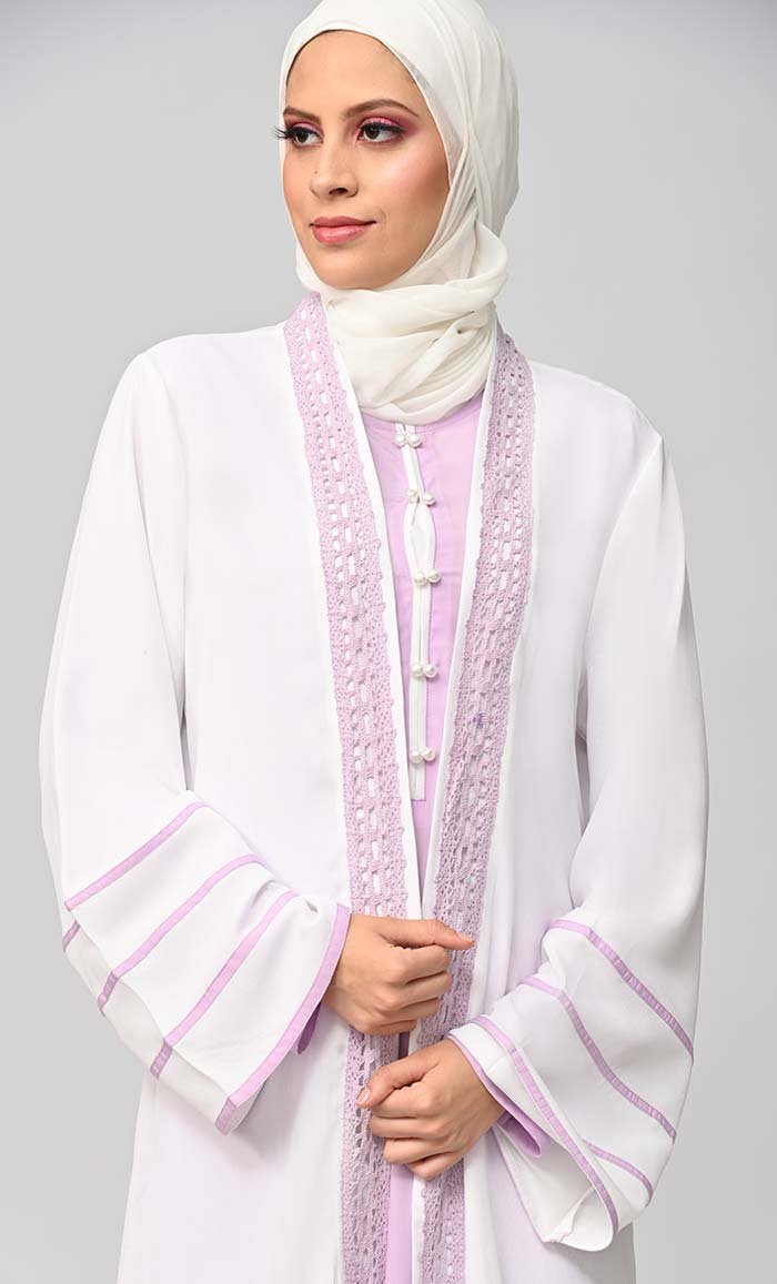 Elegant Islamic Lace 3-Piece Set for Women - Breathable Summer Abaya & Hijab Outfit - Perfect for Prayer, Eid Celebrations & Modest Fashion