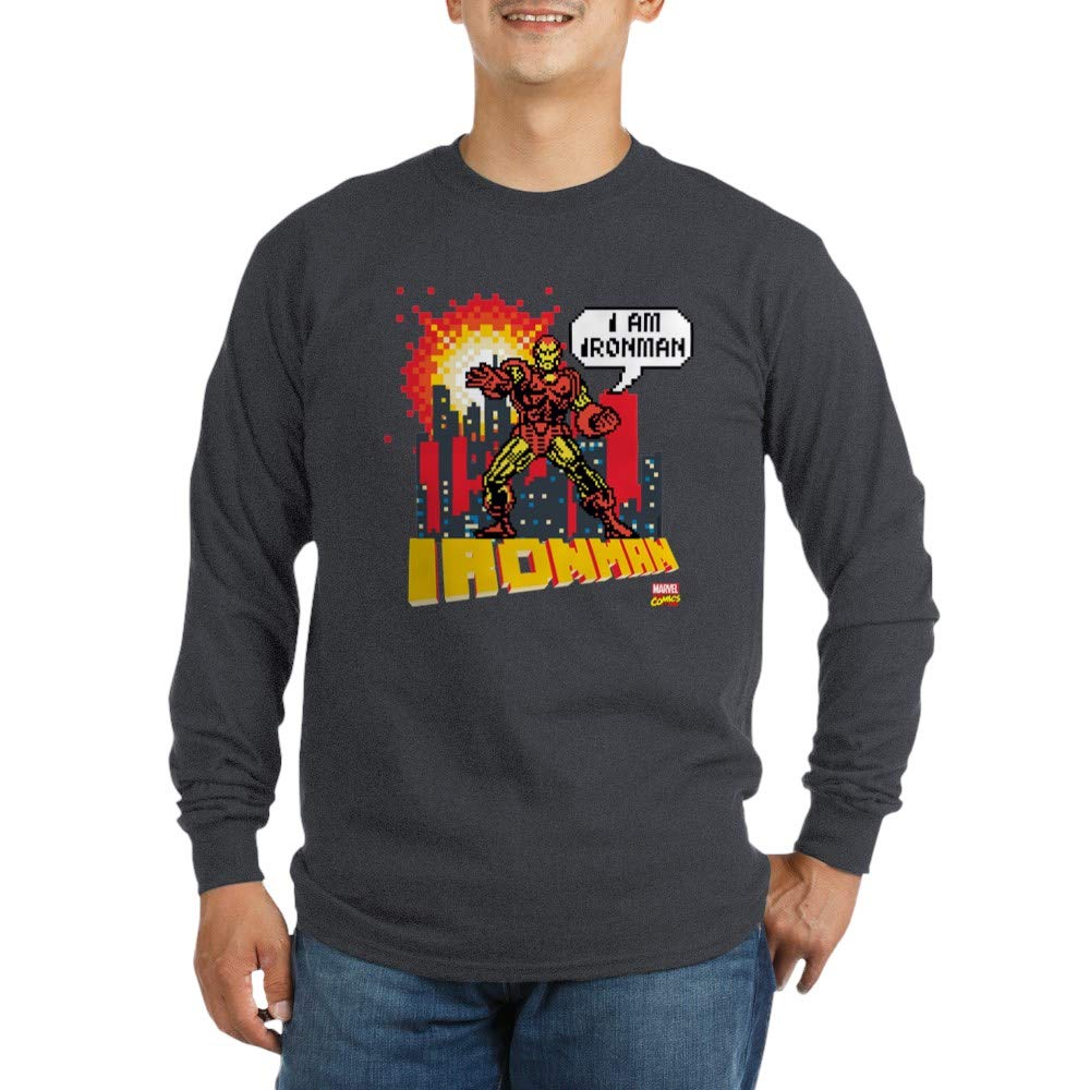 Iron Man Pixel Art Extreme Long Sleeve T-Shirt for Men - Marvel Superhero Graphic Tee | Casual Wear, Cosplay & Comic Con Outfit