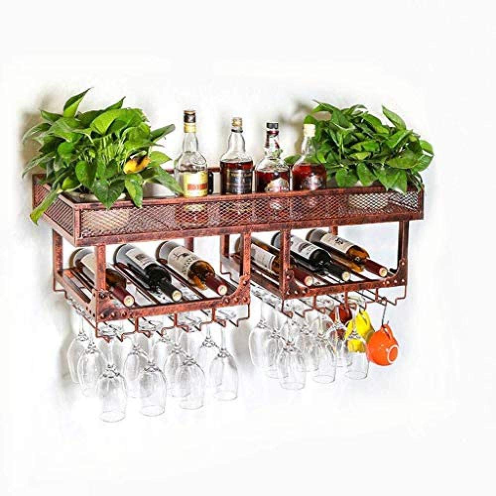 Modern Metal Wine Rack - Hanging Wine Bottle Storage Holder with Inverted Goblet Design - Bronze Kitchen & Bar Decor (120x27x35cm) - Perfect for Home, Restaurant & Wine Cellar Organization