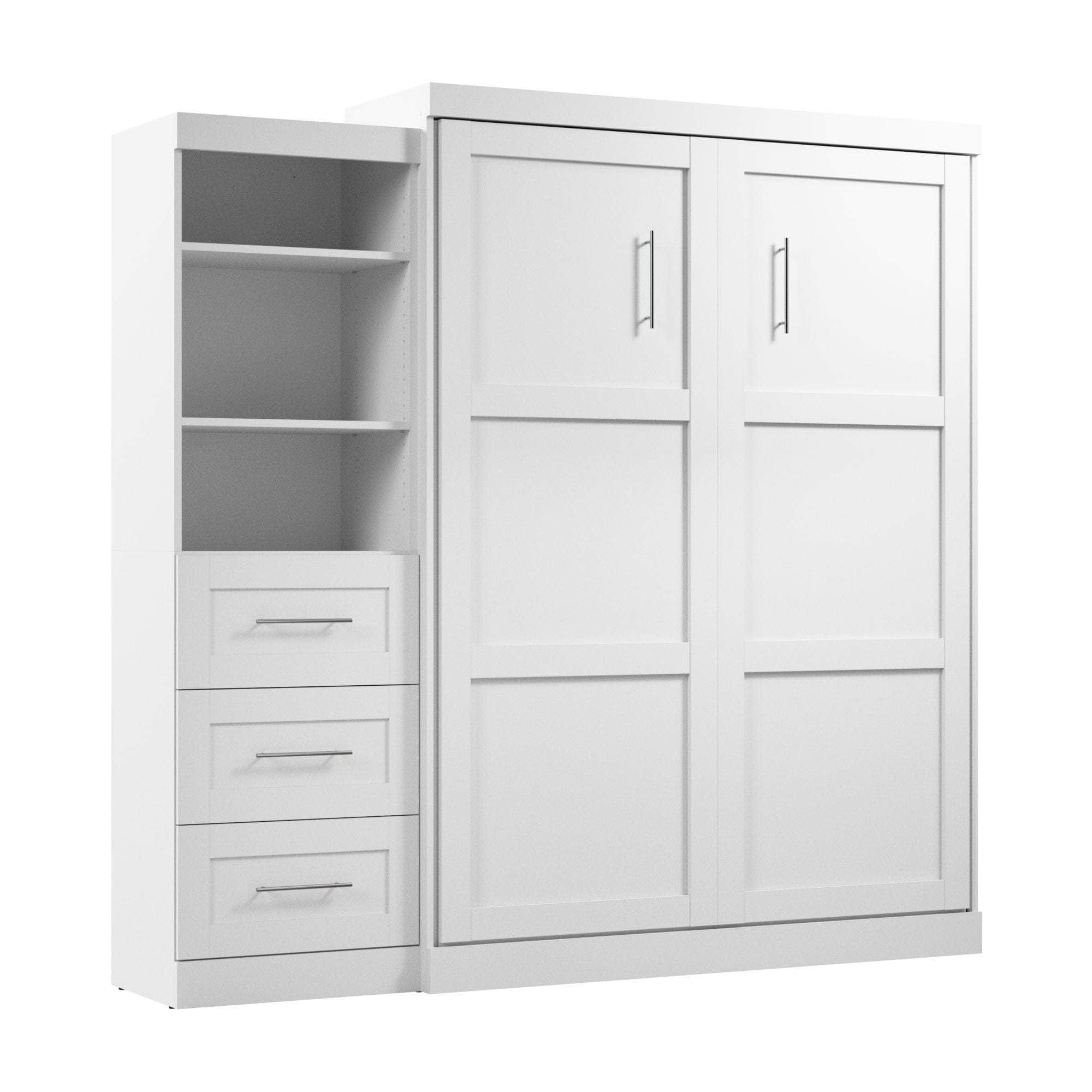 Queen Murphy Wall Bed with Storage Drawers - Space-Saving Foldable Bed for Small Rooms, Apartments & Guest Rooms (90
