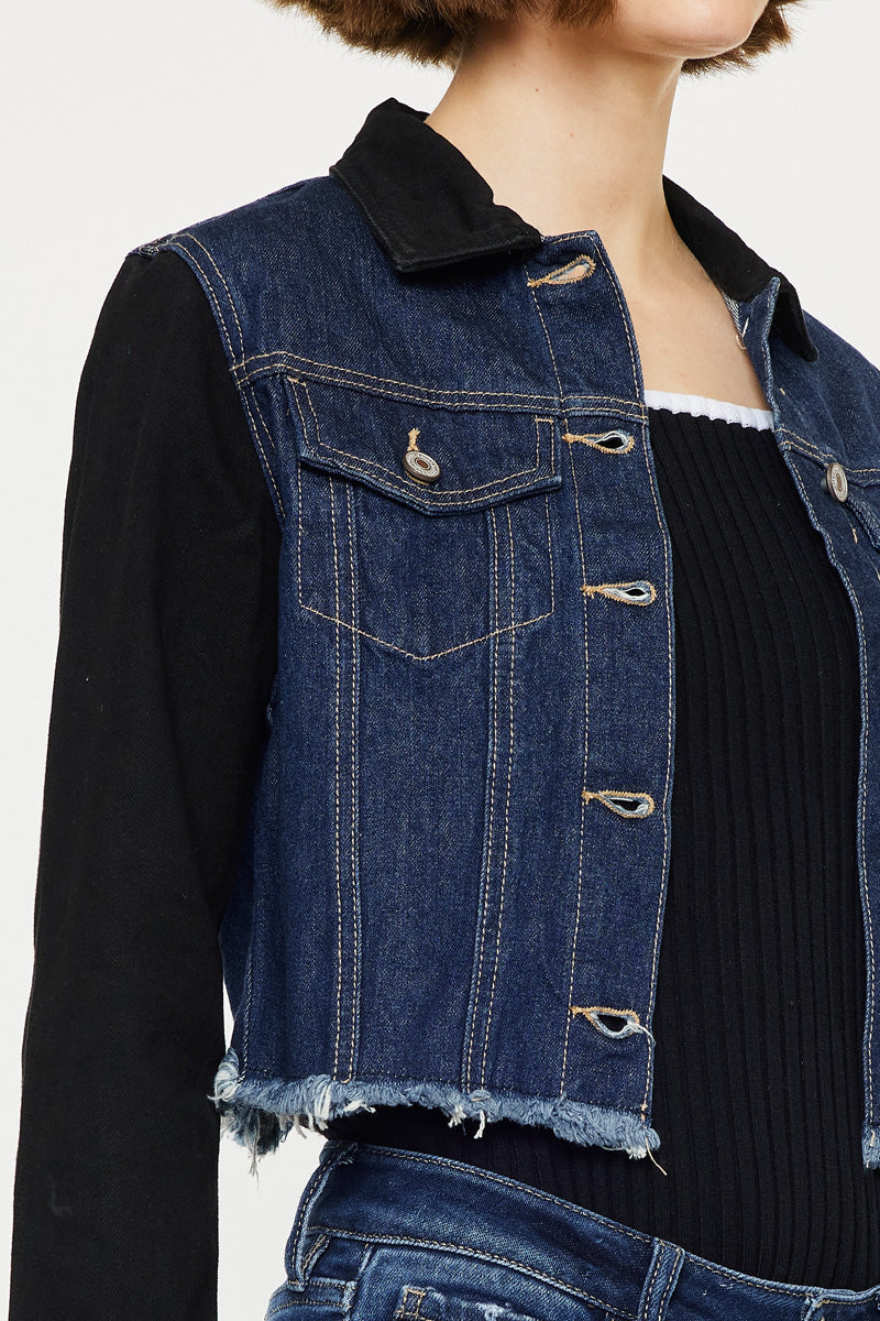 Asteria Cropped Two-Tone Jacket for Women | Stylish Casual Outerwear | Perfect for Spring & Fall Layering