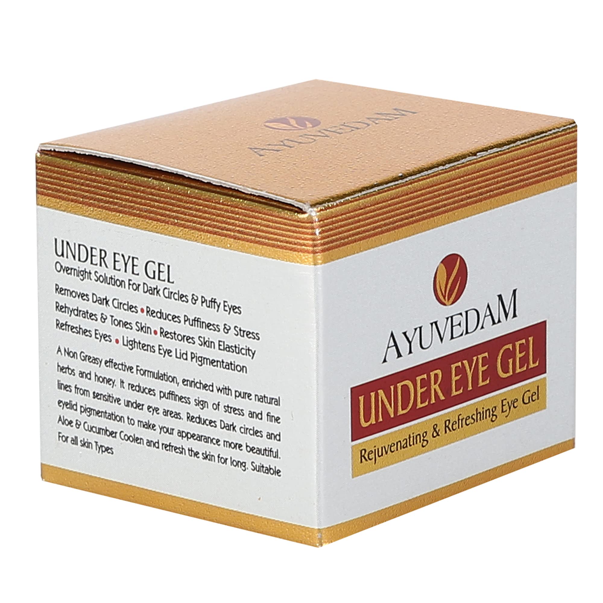 AYUVEDAM Under Eye Gel for Dark Circles & Puffiness - 10g (Pack of 2) | Hydrating & Cooling Eye Treatment for Men & Women | Perfect for Morning & Night Skincare Routine