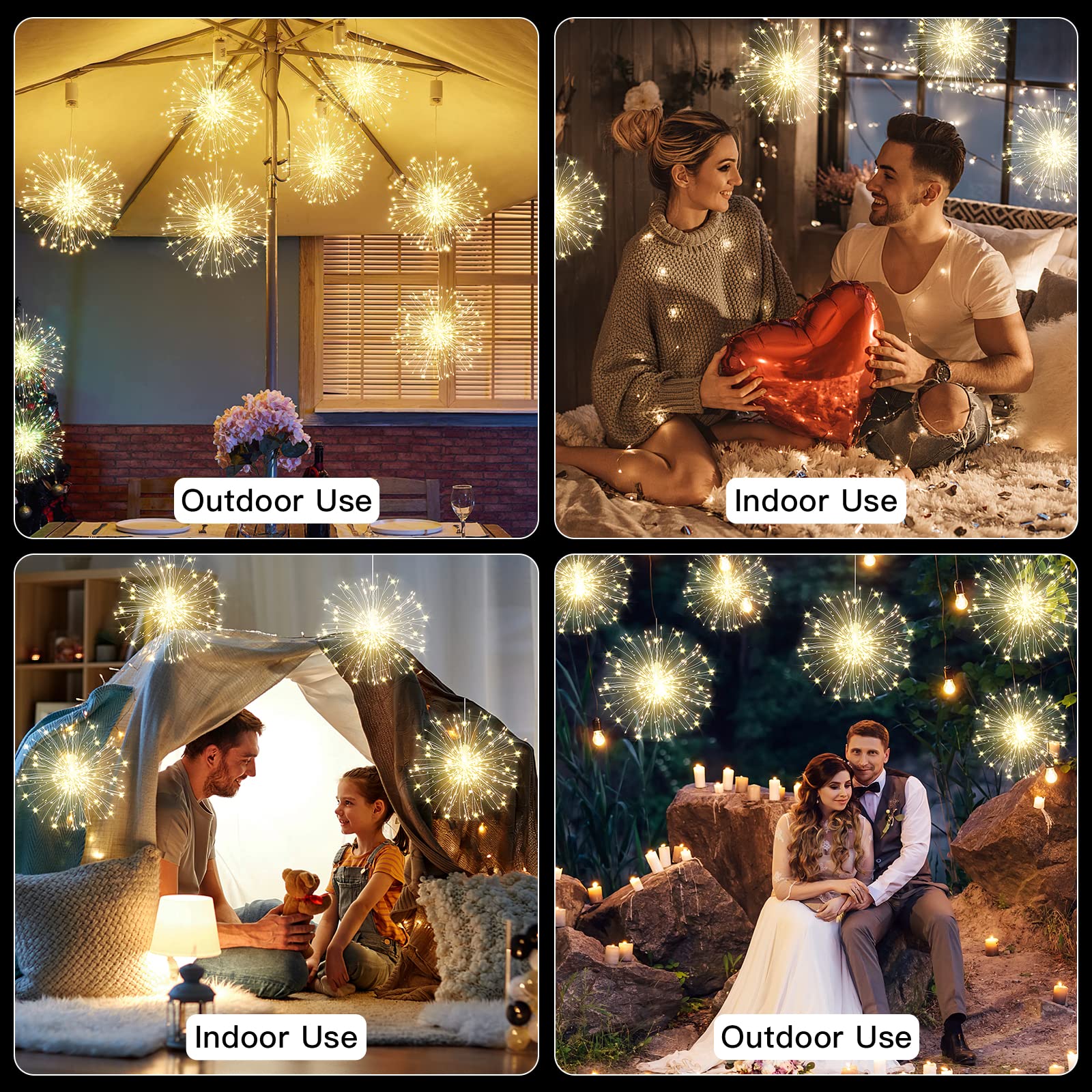 Techip 4PCS 120LED Fairy String Lights - Battery Operated Copper Wire Hanging Lights with Remote & Timer - Waterproof for Wedding, Christmas, Party, Garden, Patio, Bedroom - Indoor & Outdoor Decorative Lighting (Perfect for Holidays, Home Decor, and Romantic Ambiance)
