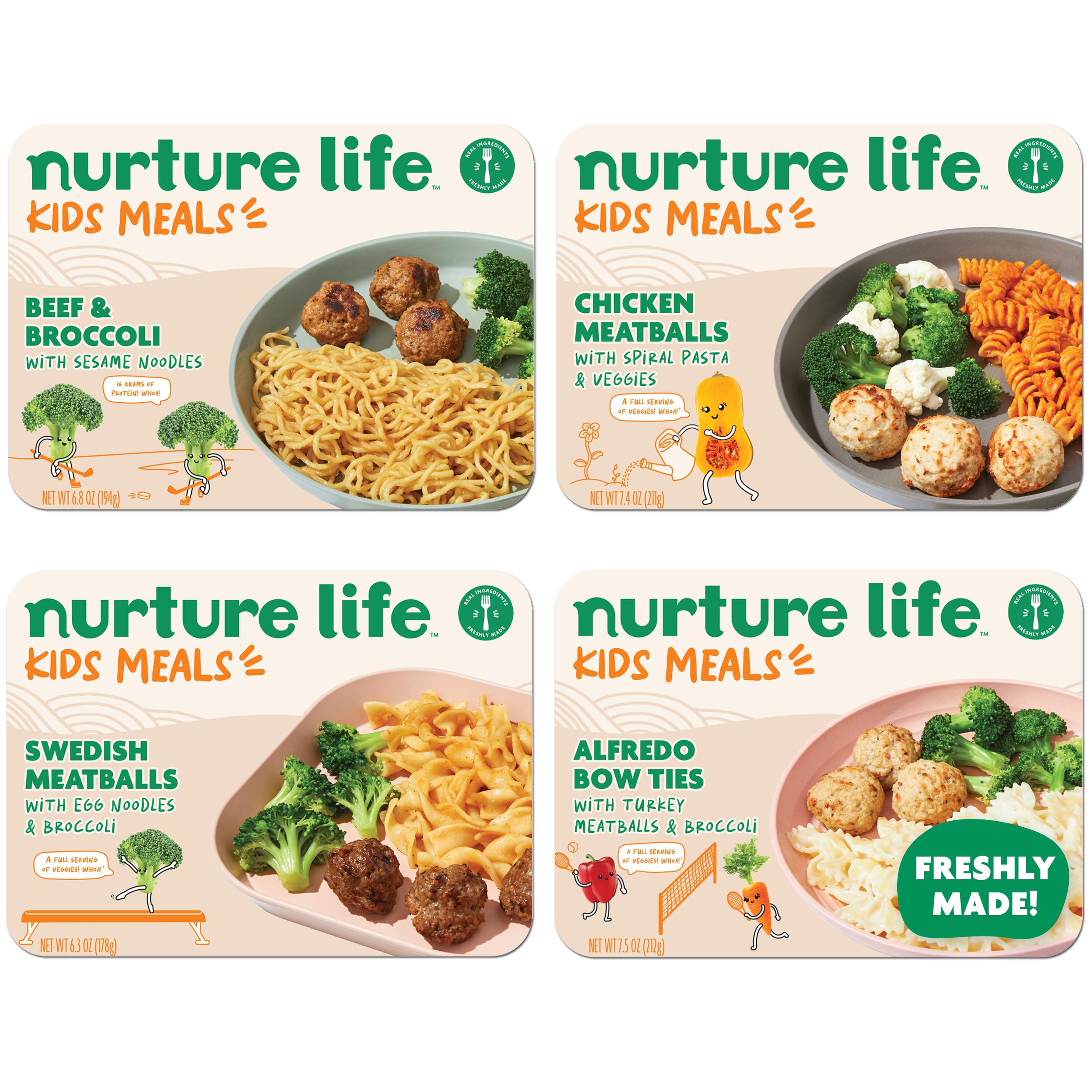 Organic Nurture Life Baby Meals & Toddler Snacks - Healthy Ready-to-Eat Pasta Variety Pack for Kids (4-Meal Set) | Fresh, Nutritious Food for School, Travel & On-the-Go Families