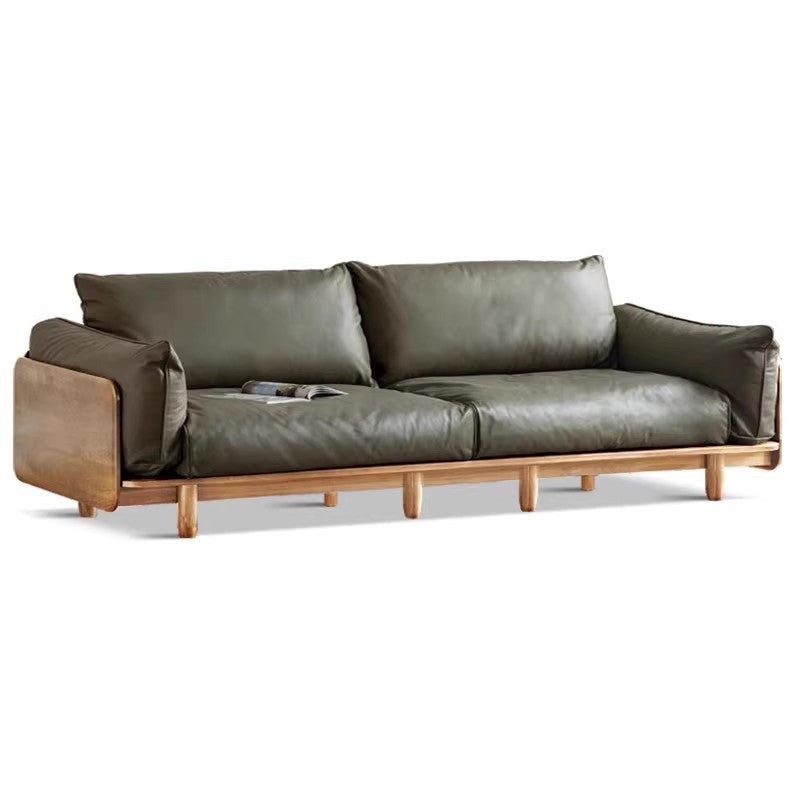 118.5x35.4x31.8 inch / 301x90x81cm / Natural wood color / large four-seater (two colors of genuine leather available)