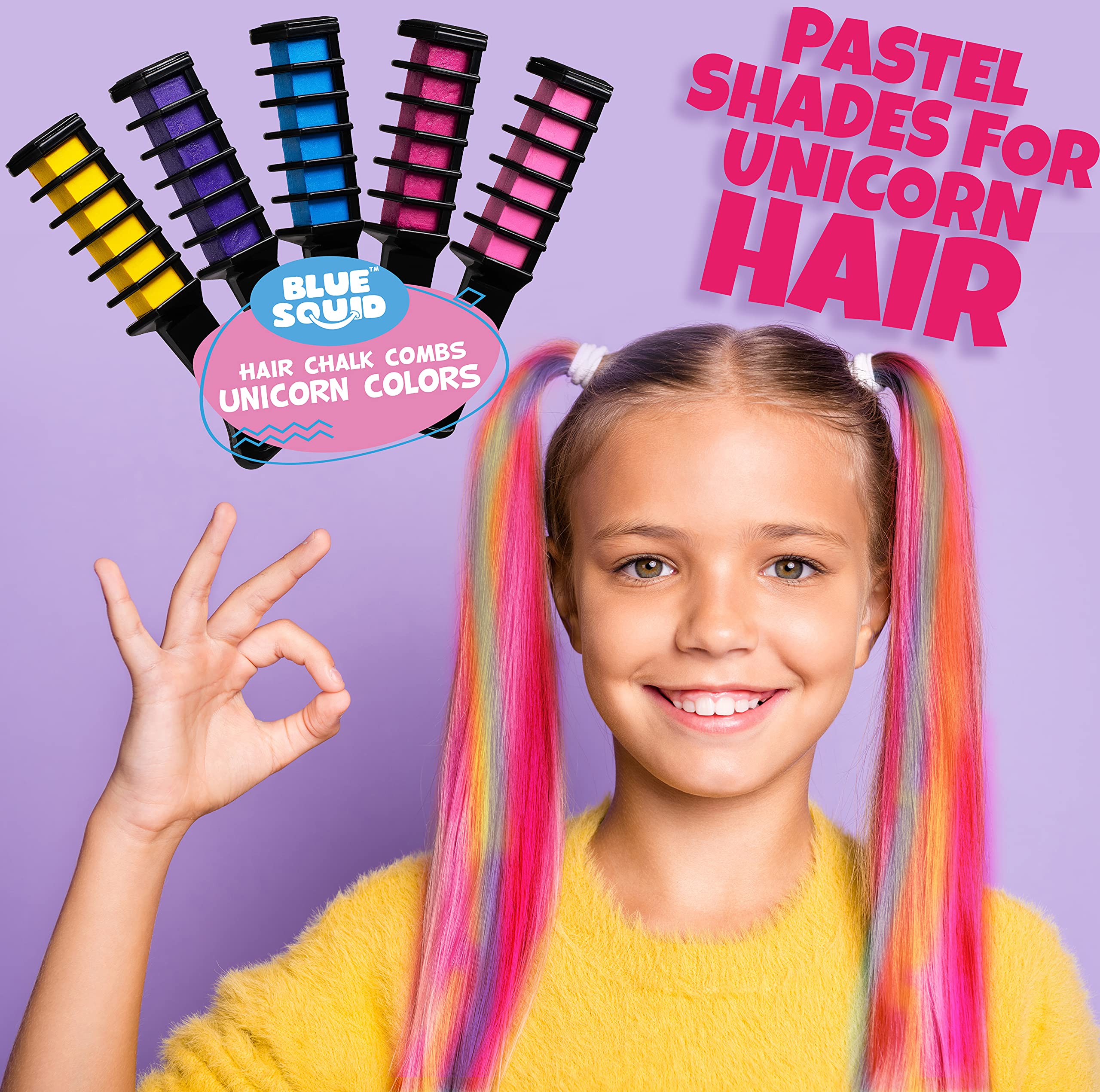Vibrant Blue Squid Hair Chalk - Temporary Washable Hair Color for Girls & Kids | Non-Toxic Hair Dye for Parties, Halloween & Cosplay | Fun Teen Gift Idea