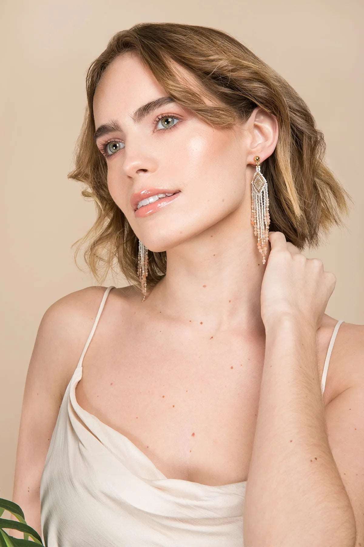 Sparkling Diamond Beaded Dangle Earrings for Women - Elegant Drop Earrings for Party, Wedding & Evening Wear