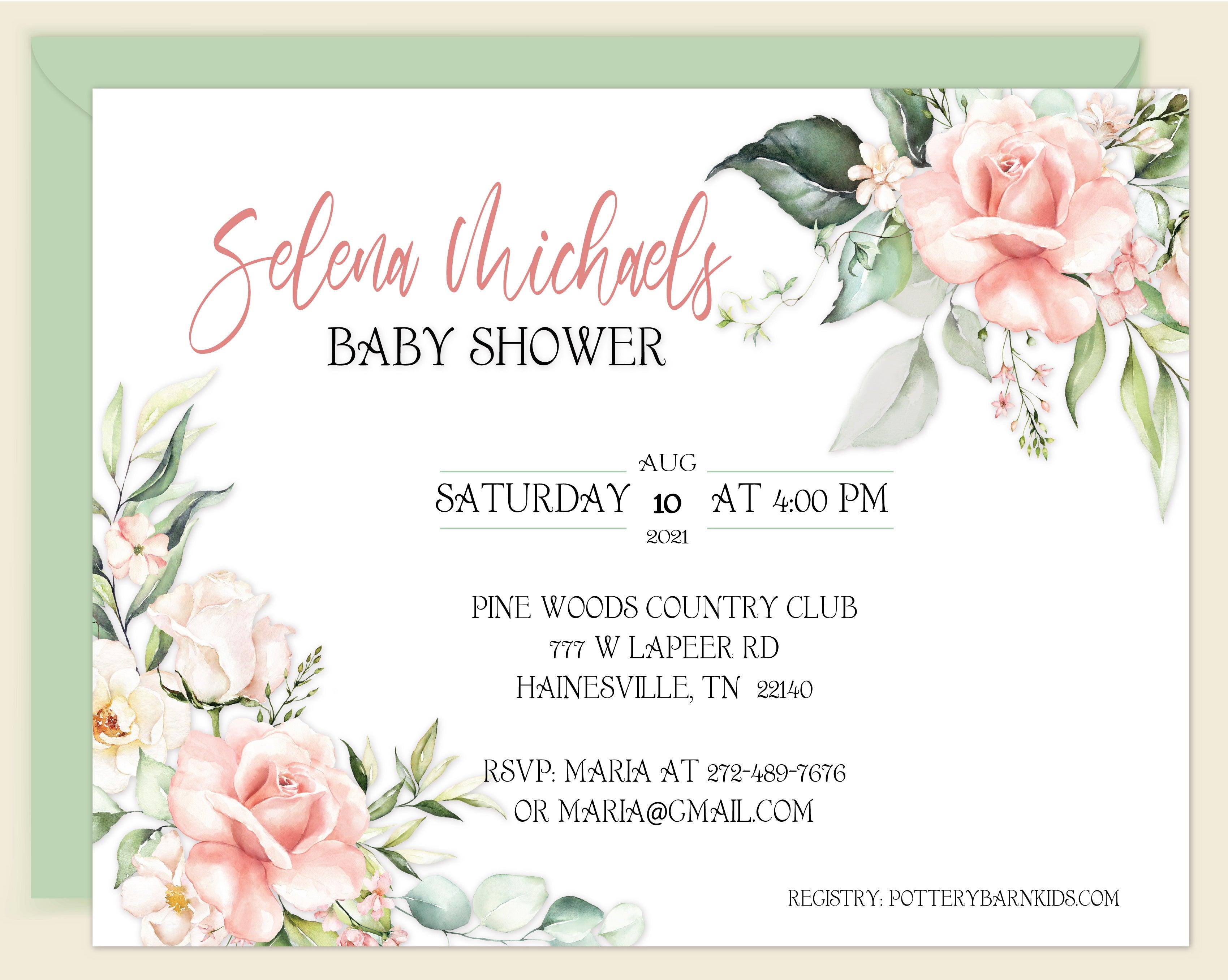 Elegant Floral Peach Baby Shower Invitation Cards - Perfect for Gender Reveal, First Birthday & Newborn Celebrations