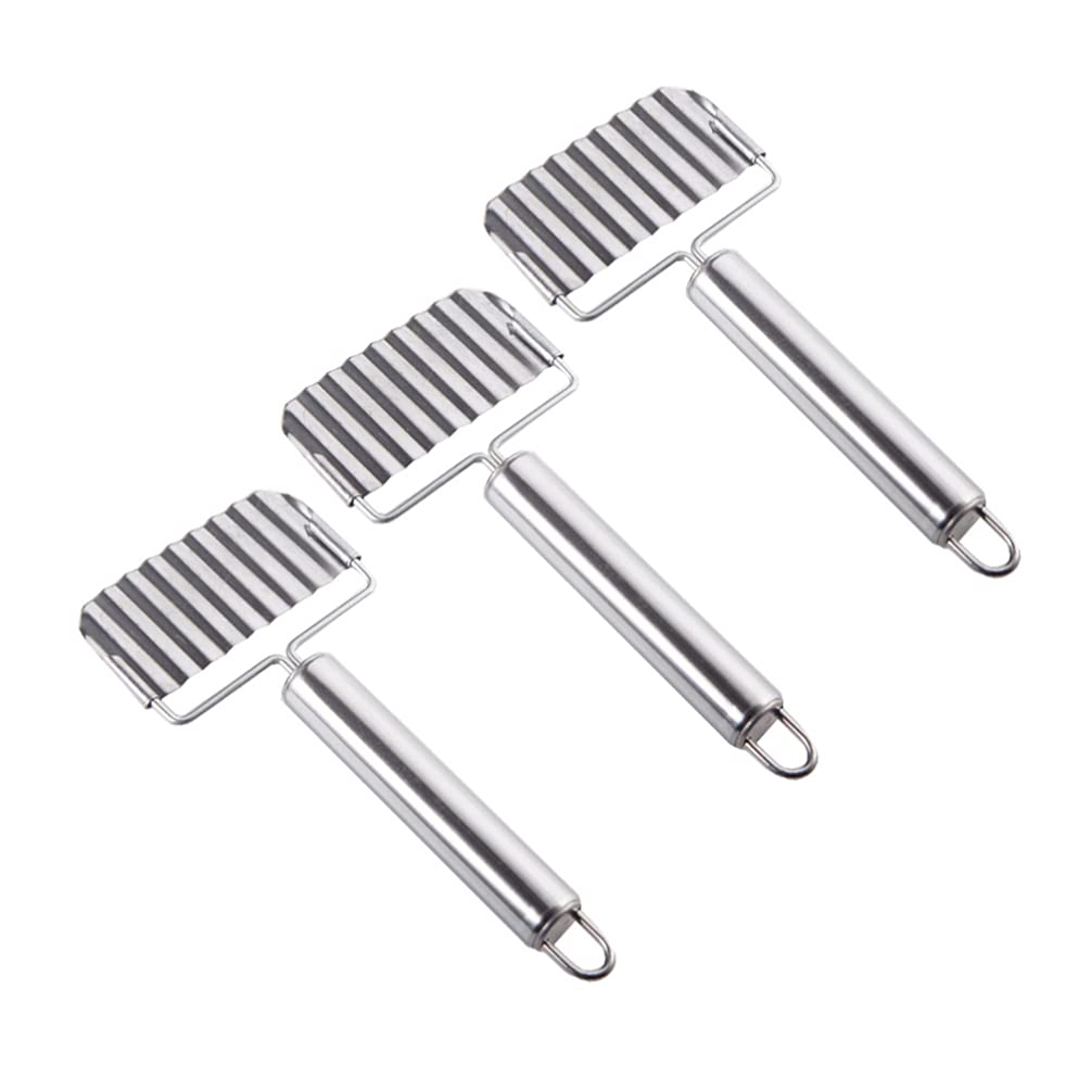 DOITOOL 3-Piece Stainless Steel Soap & Vegetable Cutter Set - Potato, Cucumber, French Fry Crinkle Cutter with Ergonomic Handle for Kitchen, Soap Making & Food Prep