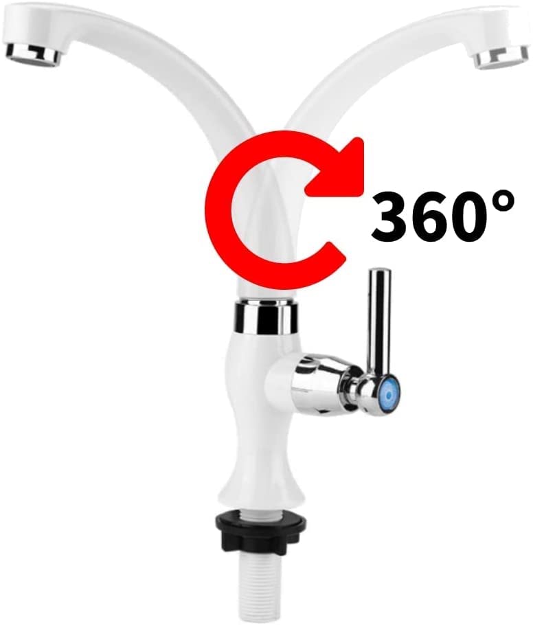 ABS Plastic Cold Water Kitchen Sink Faucet - Straight Wall Mount Single Handle Tap for Dishwashing & Food Prep (Ideal for Small Kitchens, RVs, and Outdoor Use)