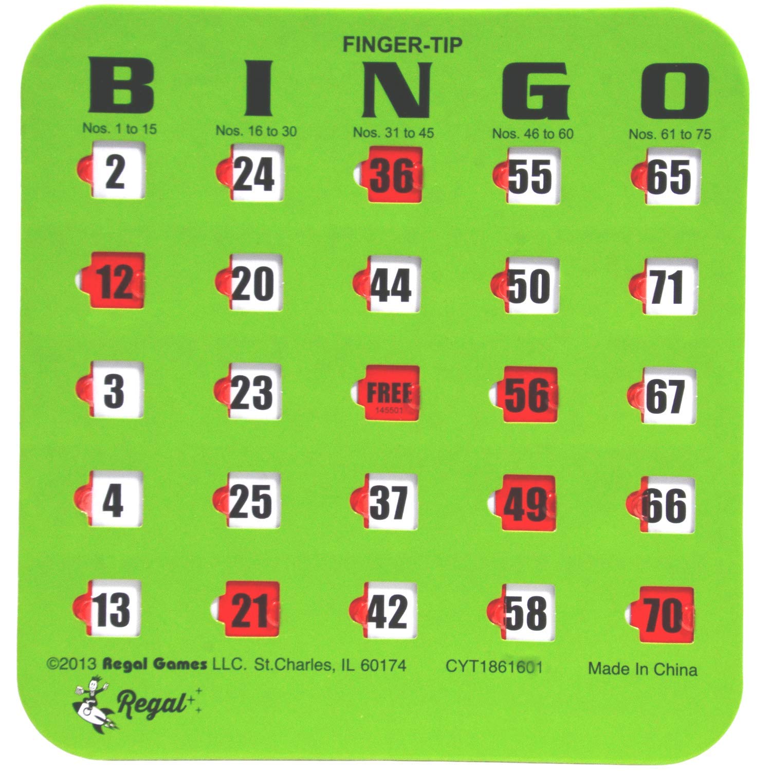 Regal Bingo Bulk Bingo Cards with Sliding Windows - 200 Pack Reusable Large Print Bingo Game Cards for Adults & Large Groups - Green | Perfect for Parties, Fundraisers, Senior Activities & Family Game Nights