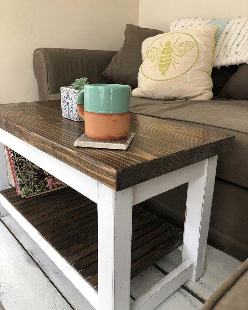 Headhouse Table No. 2: Solid Wood Farmhouse Coffee Table in Carbon Grey/White - Perfect for Living Room, Rustic Decor & Cozy Home Style