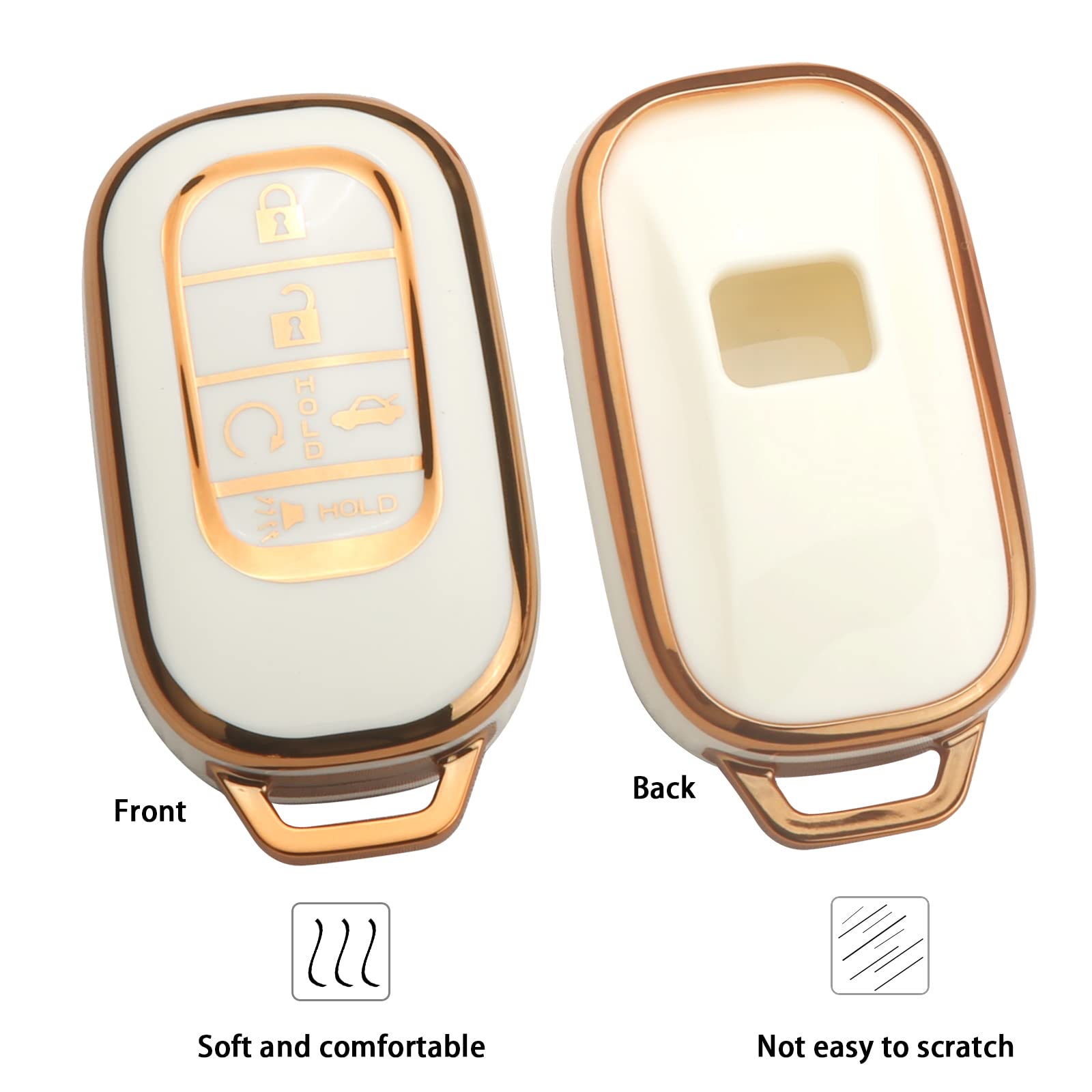 2022 Honda Key Fob Cover with Gold Keychain - Compatible with Accord, Civic, CRV, Pilot, Odyssey - Smart Remote Key Case Protector - Perfect for Car Key Protection & Style Enhancement