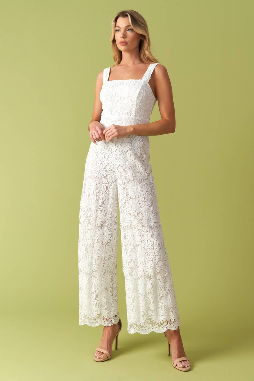 White Lace Wide Leg Jumpsuit - Elegant Women's Romper for Casual Wear, Date Night & Summer Outfits
