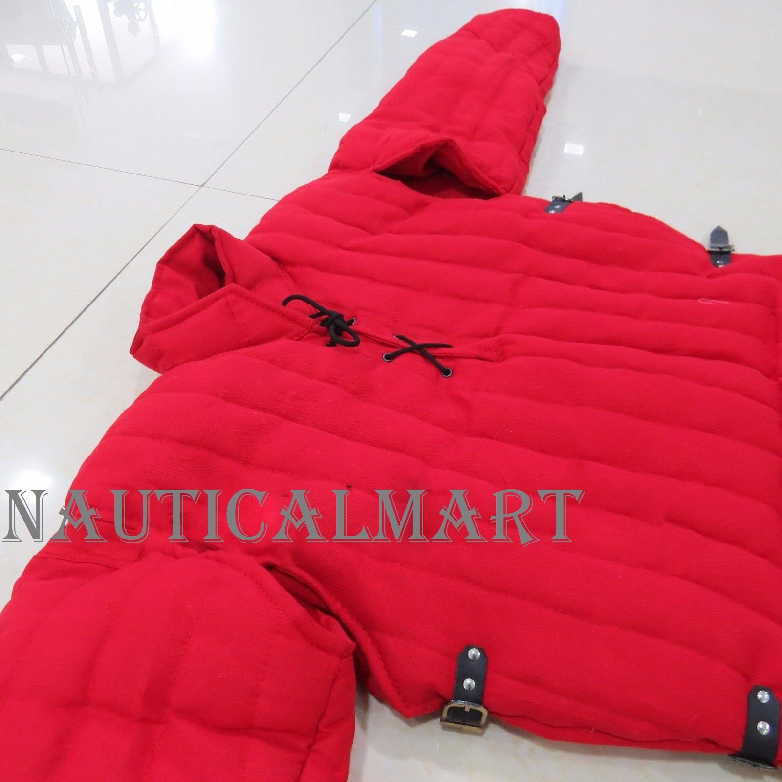 Medieval Gambeson Padded Coat - Aketon Jacket Armor Cotton Costume for LARP, Cosplay & Renaissance Fairs - Red Historical Battle Reenactment Wear