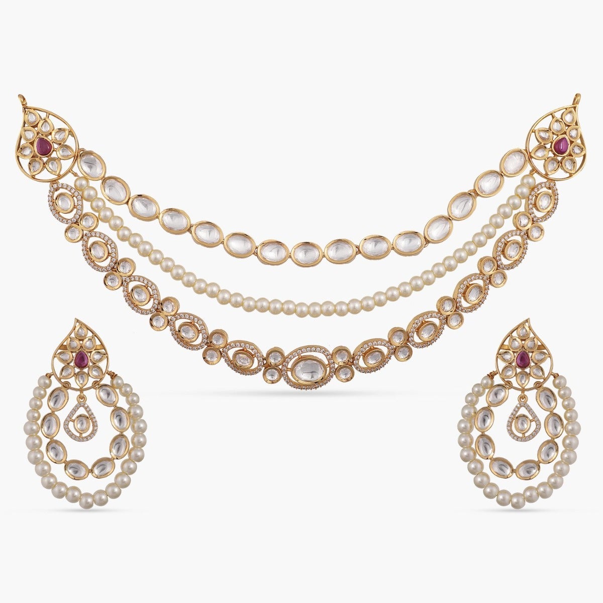 Naviya Kundan Necklace Set for Women - Indian Traditional Jewelry - Bridal Wedding Party Ethnic Accessories - Perfect for Festivals, Weddings & Special Occasions