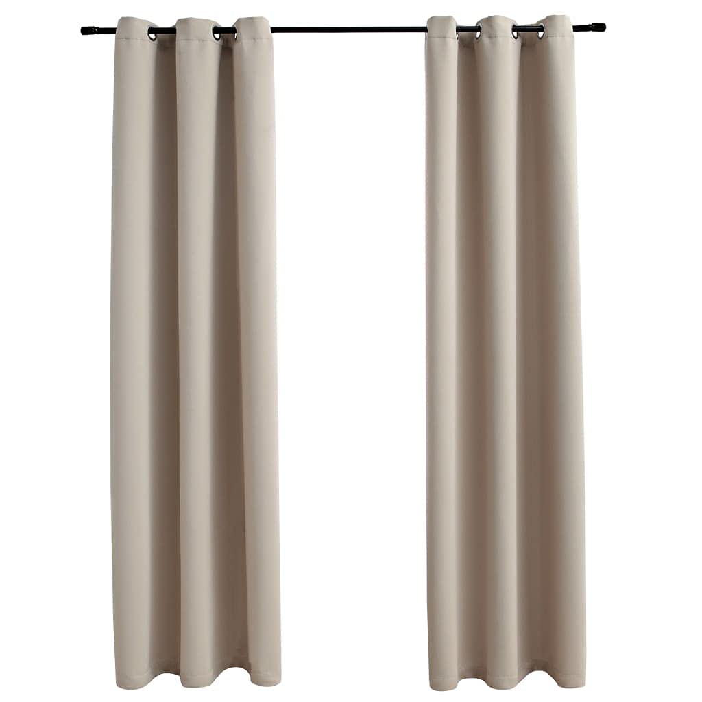 Blackout Curtains with Rings - 2 Panels Beige 37x84 Inch Thermal Insulated Room Darkening Drapes for Bedroom, Living Room, Nursery & Office - Noise Reducing & Energy Saving Window Treatments for Better Sleep & Privacy