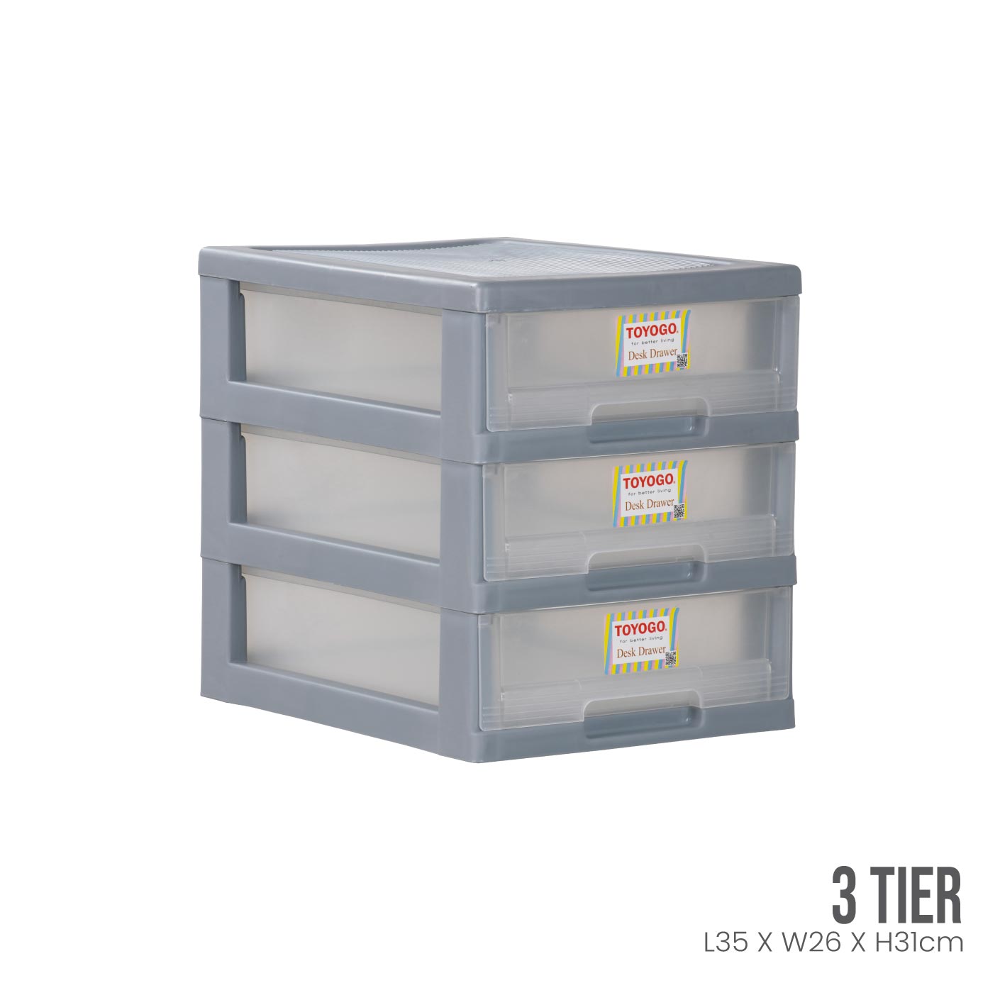 GREY FRAME TRANSLUCENT DRAWER (541-3GF-TPT)