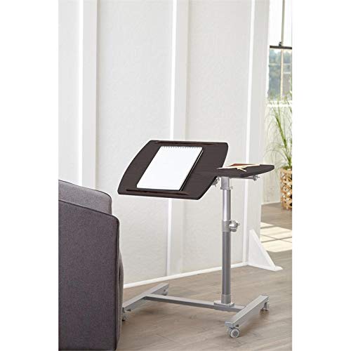 Height Adjustable Reading Table - Espresso MDF & Steel Study Desk for Home Office, Dorm Room, or Library - Ergonomic Design for Comfortable Work & Study