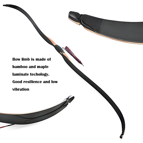 57 Inch Traditional Longbow for Archery - 15-55 Lbs One Piece Recurve Bow | Handmade Wooden Horsebow for Hunting & Target Practice | Left & Right Hand Compatible | Outdoor Sports, Camping & Medieval Reenactment