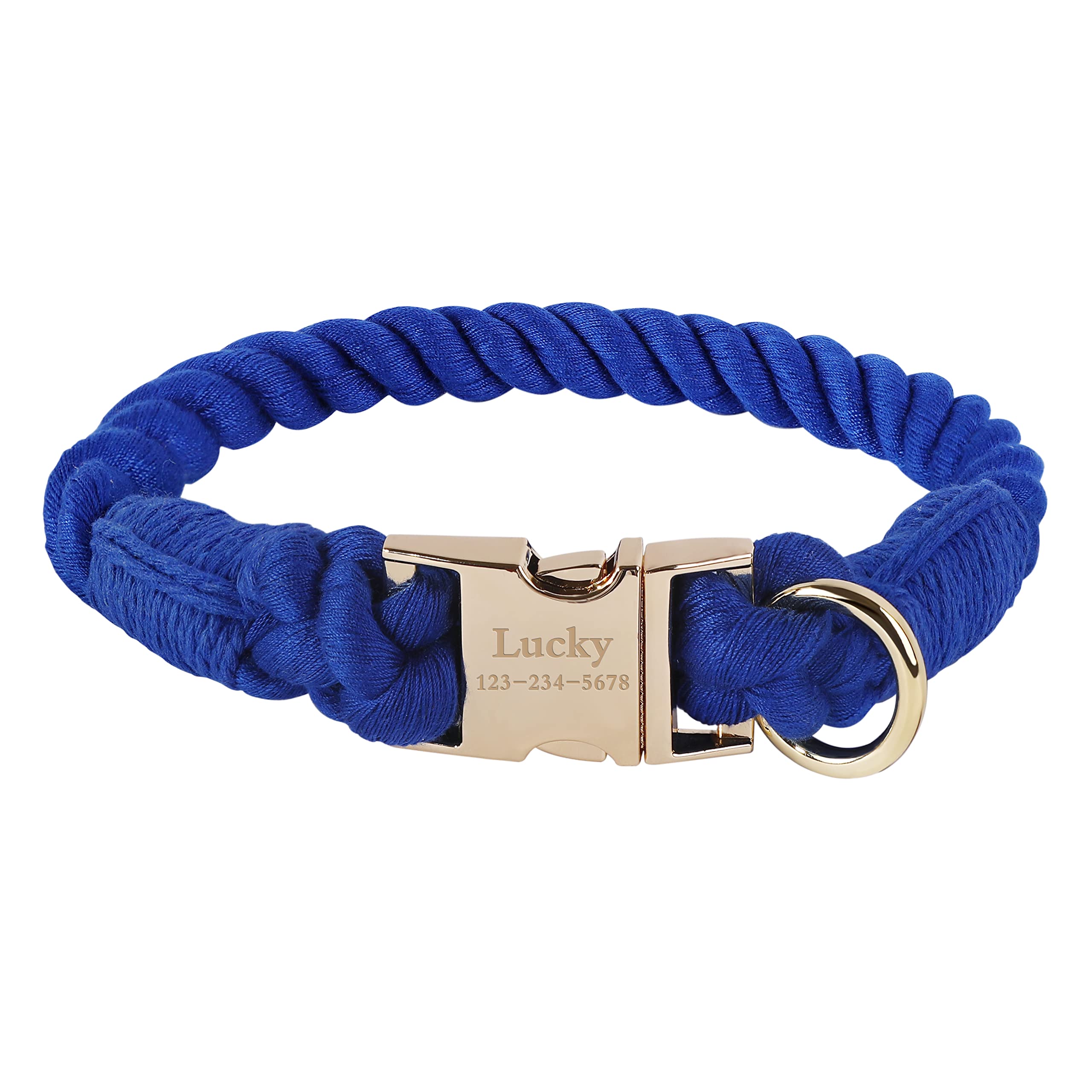 Personalized Dog Collar with Custom Engraving - Soft Braided Cotton Rope Collar & Leash Set for Small, Medium & Large Dogs - Perfect for Walks, Training & Gifts