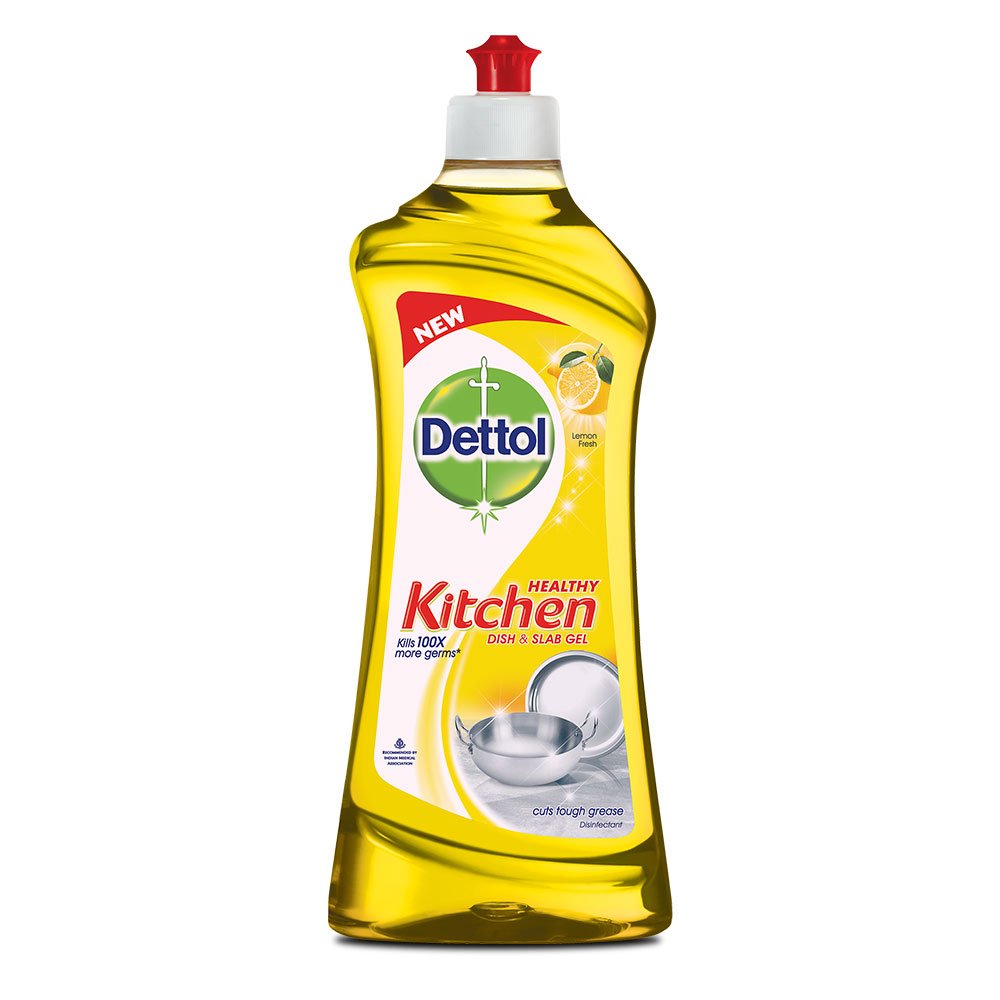 Dettol Kitchen Dish and Slab Gel - 750 ml Lemon Fresh Antibacterial Dishwashing Liquid | Perfect for Cleaning Dishes, Countertops, and Kitchen Surfaces