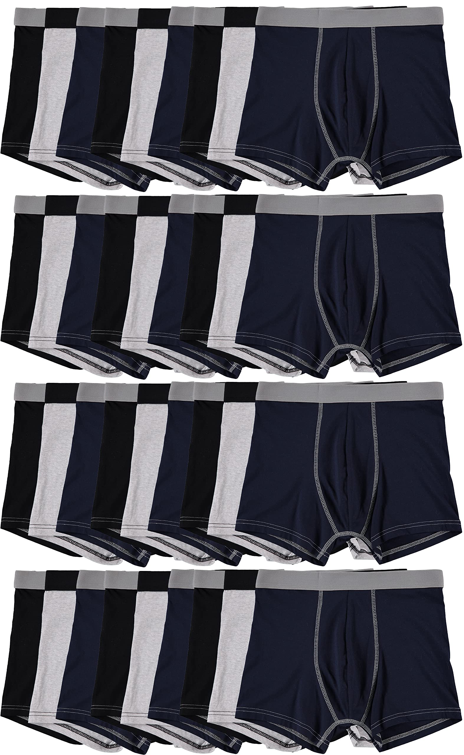 36 Pack Men's Cotton Boxer Briefs Underwear - Soft, Comfortable, Breathable Multipack - Assorted Colors for Everyday Wear, Workout & Lounge