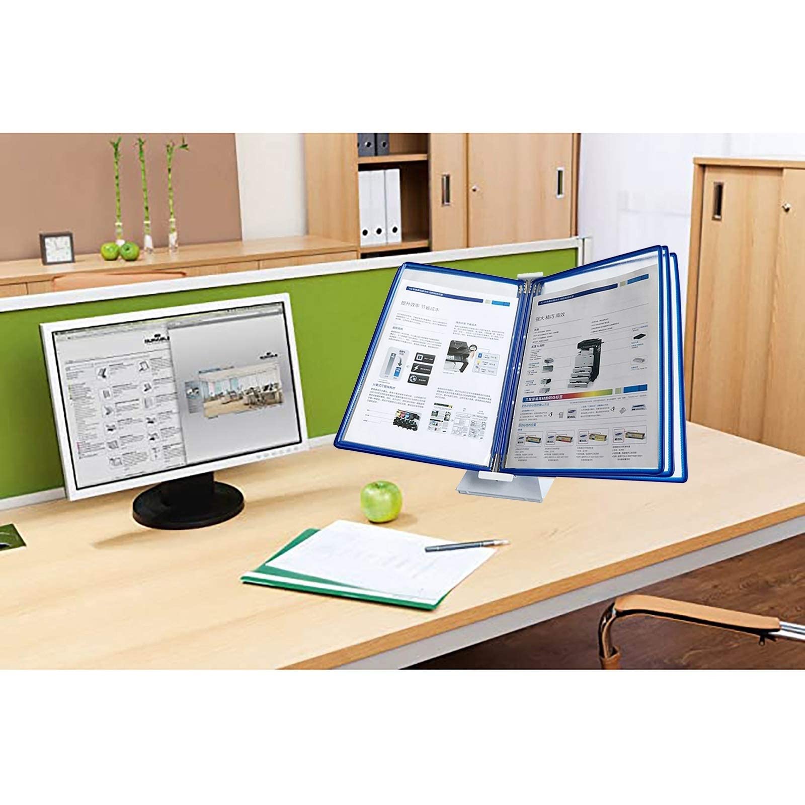 White 5-Panel Wall Mounted File Organizer for Desk - A4 Document Reference Rack Holds 10 Sheets | Perfect for Office, Home & Classroom Organization | Space-Saving Wall Hanging Storage Solution