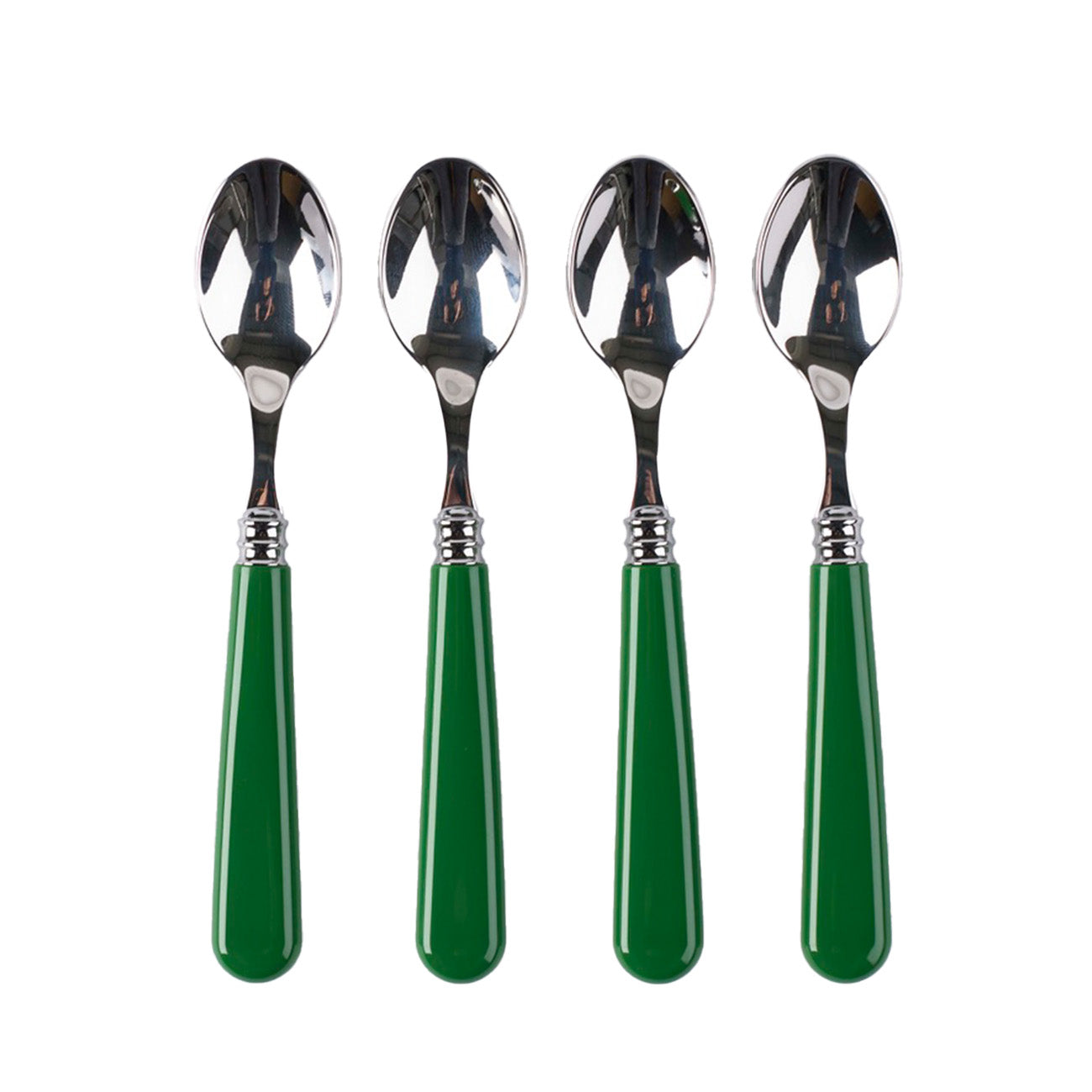 Premium Stainless Steel Teaspoons Set of 4 - Eco-Friendly Green Utensils for Tea, Coffee & Desserts - Perfect for Home, Office & Restaurant Use