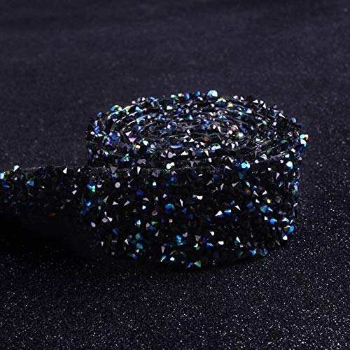Xuccus 3CM Hotfix Rhinestone Ribbon - 1 Yard Iron-On Crystal Applique for Clothes, Dresses & DIY Crafts | Glitter Trim Patches for Costumes, Bridal & Evening Wear (Color: 3P-ZD0017, Size: 3CM)