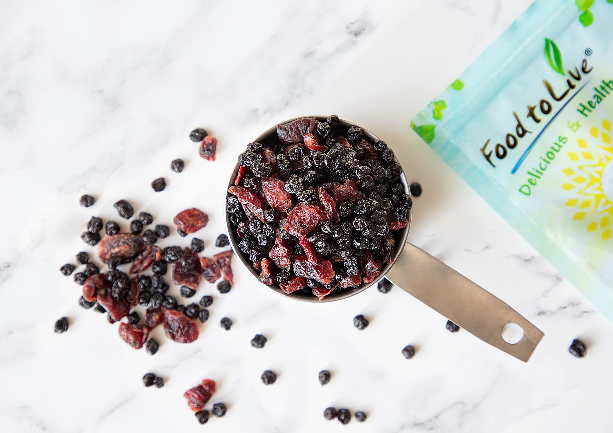 Food to Live Organic Essential Berries Mix - 18 lbs Non-GMO Dried Blueberries & Cranberries, Unsulfured, Kosher | Gently Infused with Organic Sugar & Lightly Coated with Sunflower Oil | Perfect for Smoothies, Baking, Snacking & Healthy Breakfast Bowls