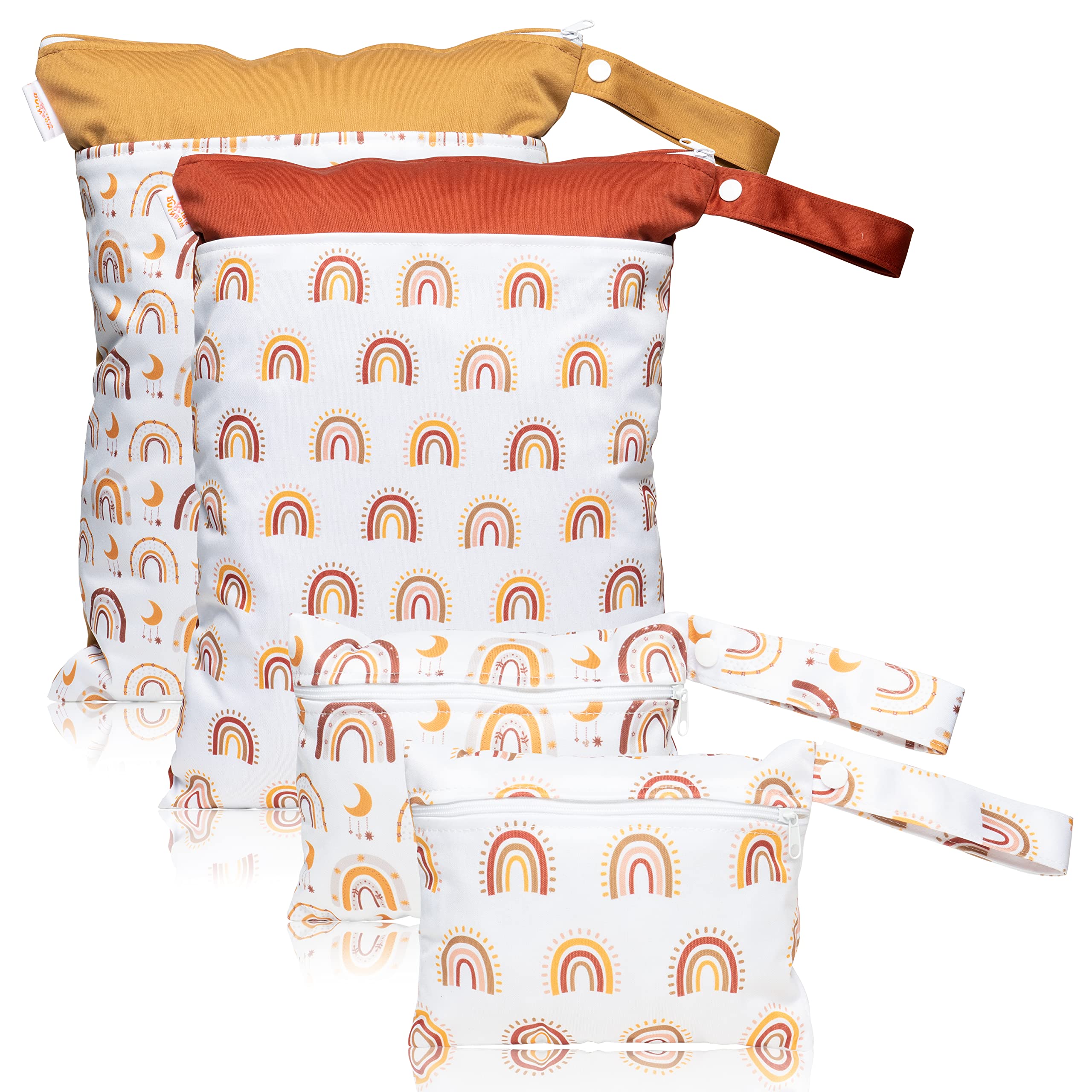 R HORSE 4PCS Waterproof Wet Dry Bag for Breast Pump Parts & Baby Diapers - Reusable Travel Organizer with 2 Zippered Pockets & Handle - Large Capacity Storage for Swimwear, Gym Clothes, Yoga Essentials & Stroller Accessories - Perfect for Moms, Travel & Sports Activities