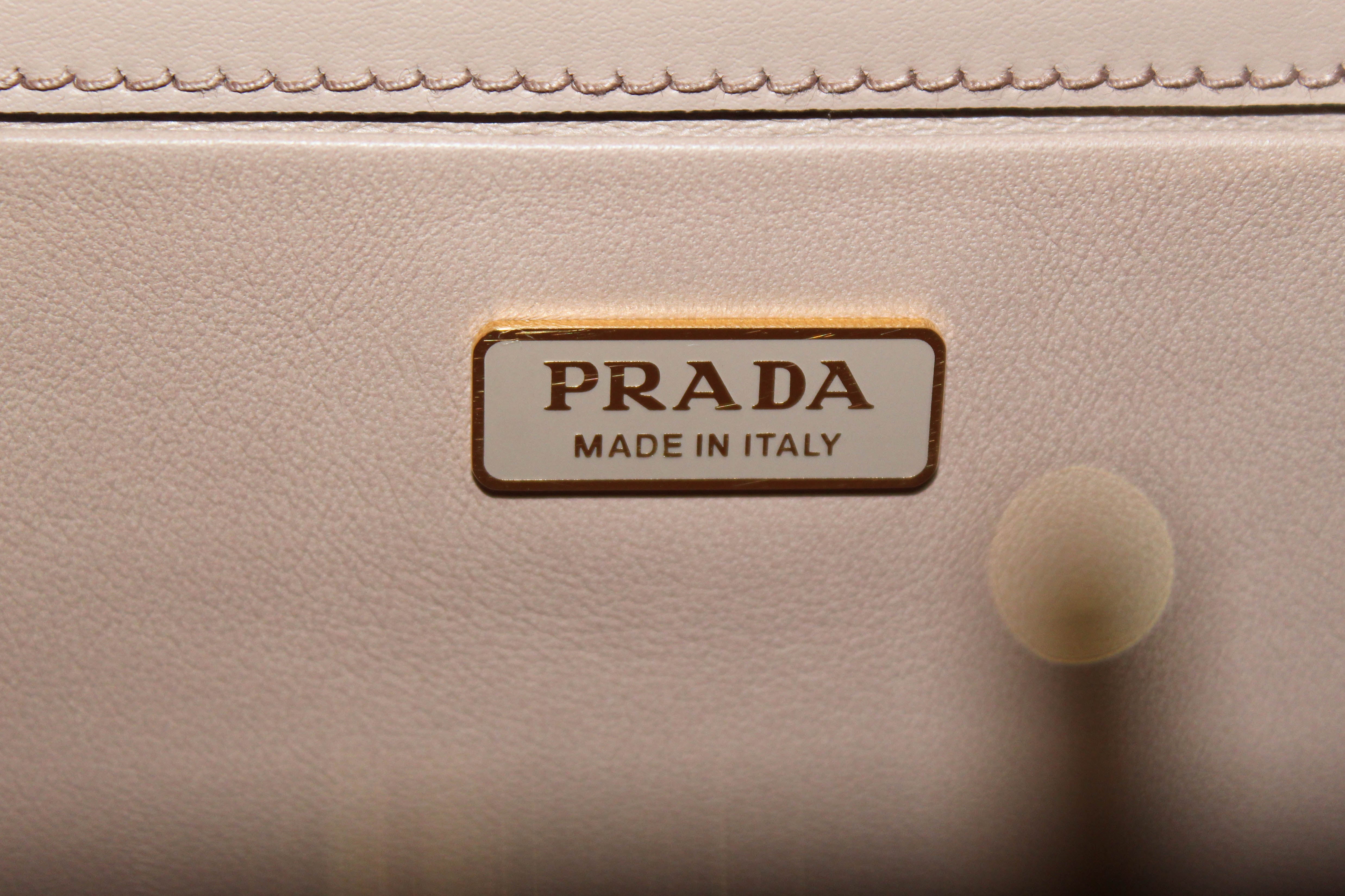 Authentic Prada Beige Blush Saffiano Leather Bag with Fringes & Studs - 1BC046 | Luxury Designer Handbag for Women, Perfect for Work, Evening Events & Travel