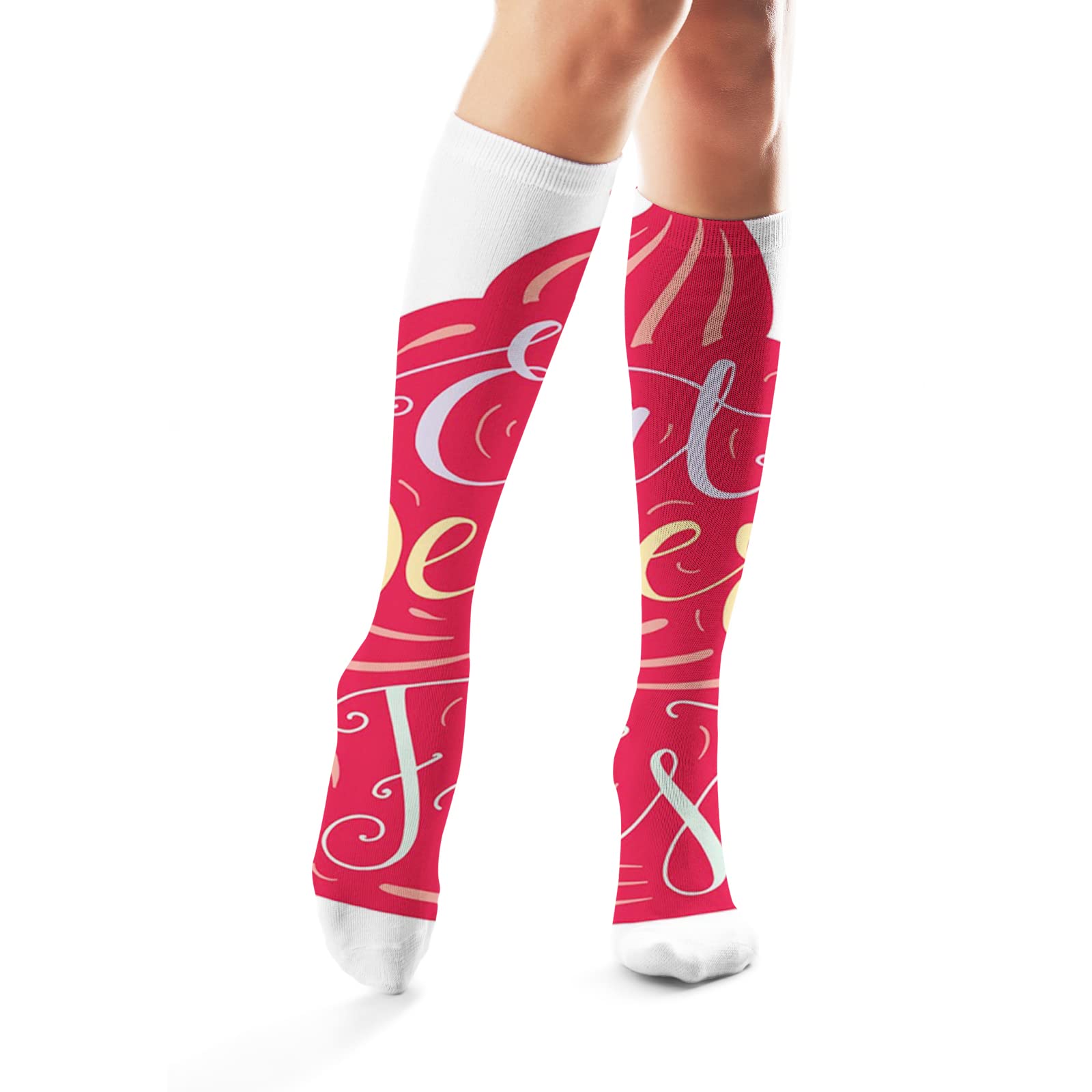 Women's & Men's Knee High Socks - Non-Slip, Stretchable, Adjustable Calf, Soft & Opaque - Perfect for Work, Sports & Winter Warmth