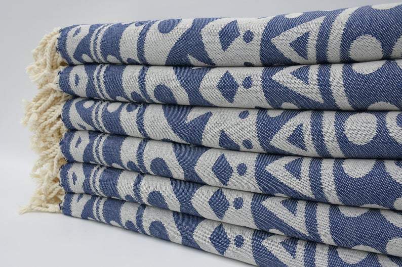 Navy Blue Mandala 100% Cotton Bath Towel - Soft & Absorbent for Spa, Yoga, Beach, and Home Use