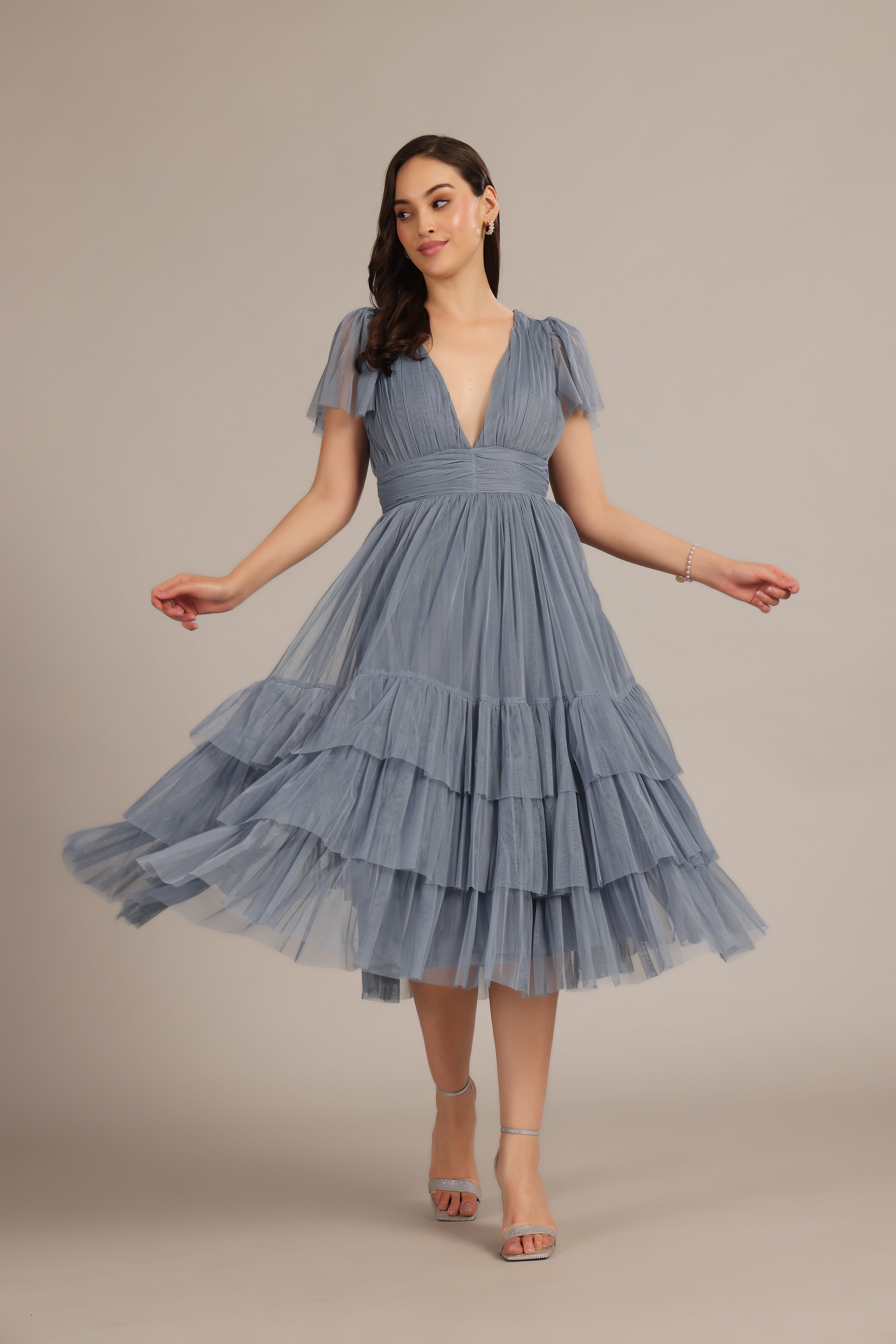 Elegant Madison Dusty Blue Bridesmaid Dress - A-Line Floor Length Formal Gown for Weddings, Prom & Special Occasions