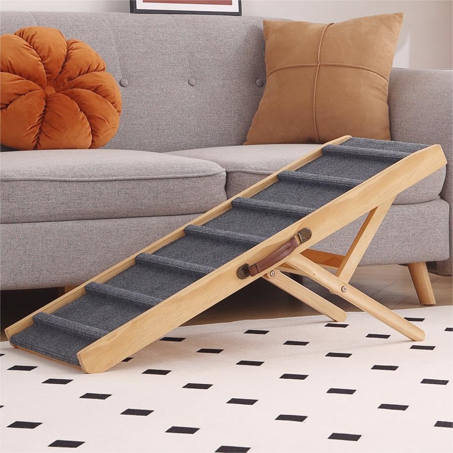 Large Dog Pet Ramp for Beds, Cars & Couches - Adjustable Dog Stairs for Small & Big Dogs - Portable Ramp for SUV, Truck & Furniture Access - Perfect for Elderly Pets & Post-Surgery Recovery